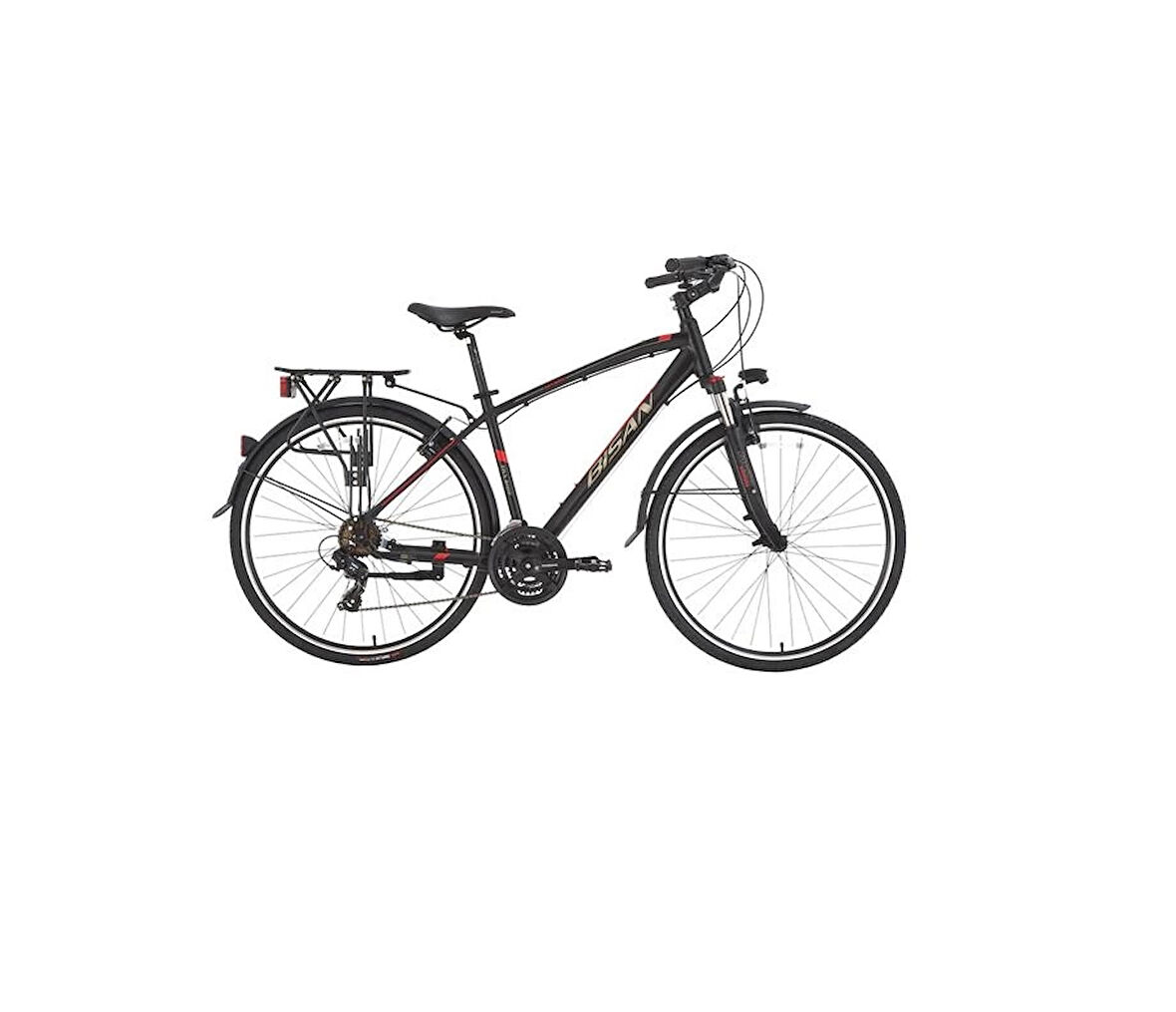 BİSAN TRX 8100 CITY ERKEK ŞEHİR BİSİKLETİ 460CM V 28 JANT 21 VİTES MAT SİYAH KIRMIZI