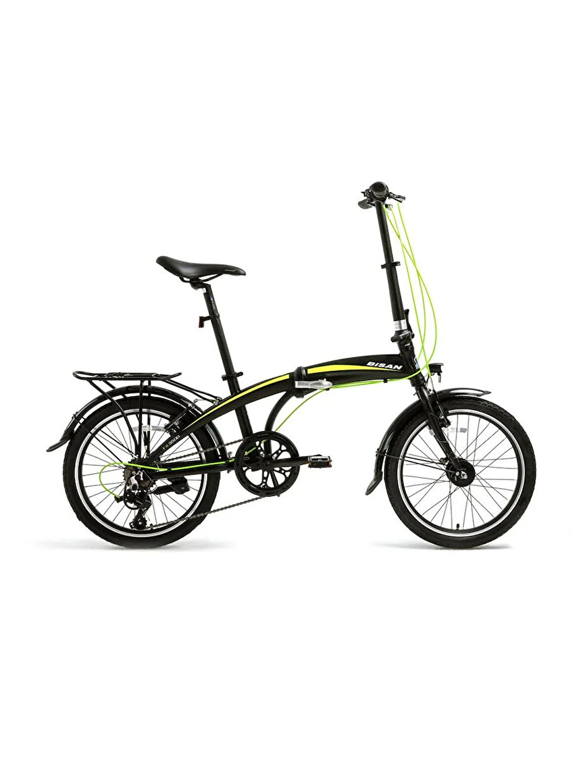 BİSAN FX 3500-TOURNEY KATLANIR BİSİKLET 32CM V 20 JANT 7 VİTES MAT SİYAH SARI