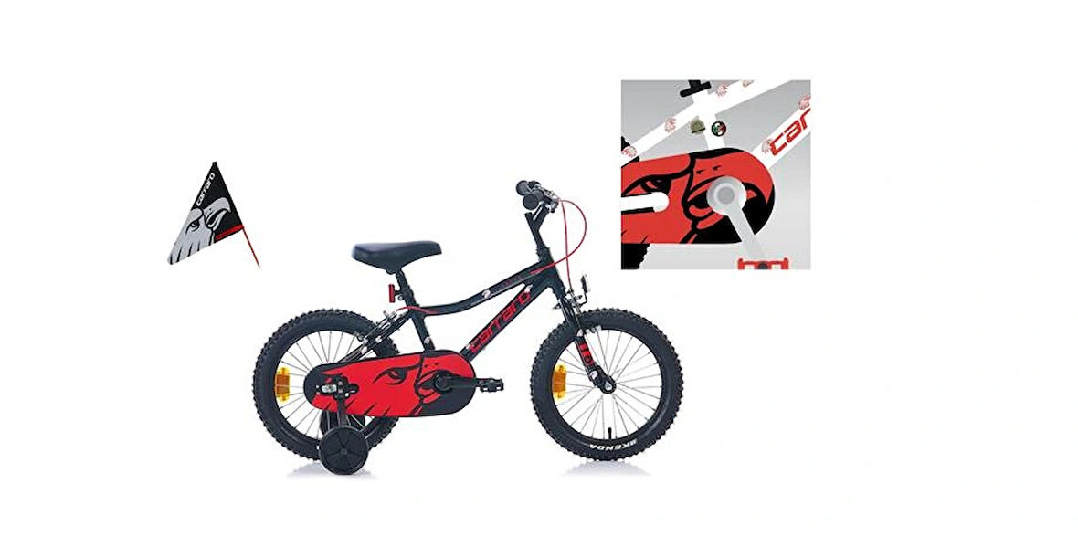 CARRARO RED EAGLE ERKEK ÇOCUK BİSİKLETİ 220H V 16 JANT KIRMIZI SİYAH