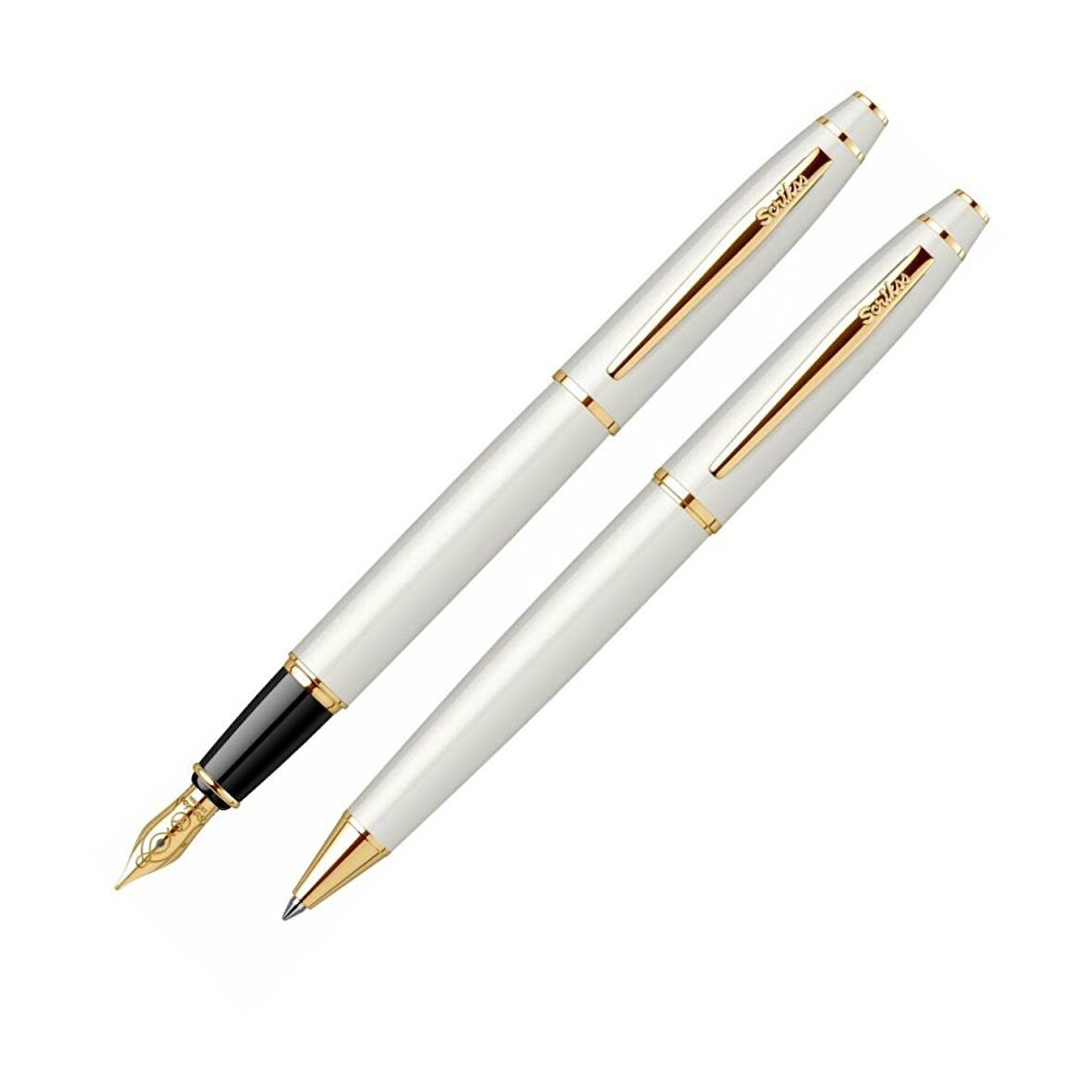 İkili Set Dolmakalem - Tükenmezkalem Noble 35 Beyaz Altın