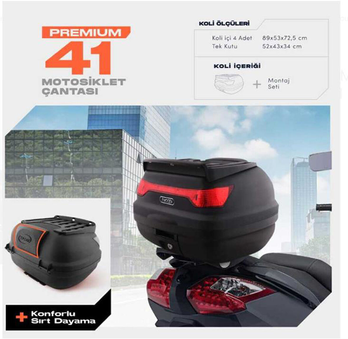 WOGEN 41 LİTRE PREMİUM SIRT DAYAMALI MOTOSİKLET ÇANTASI - SİYAH - 1405 004