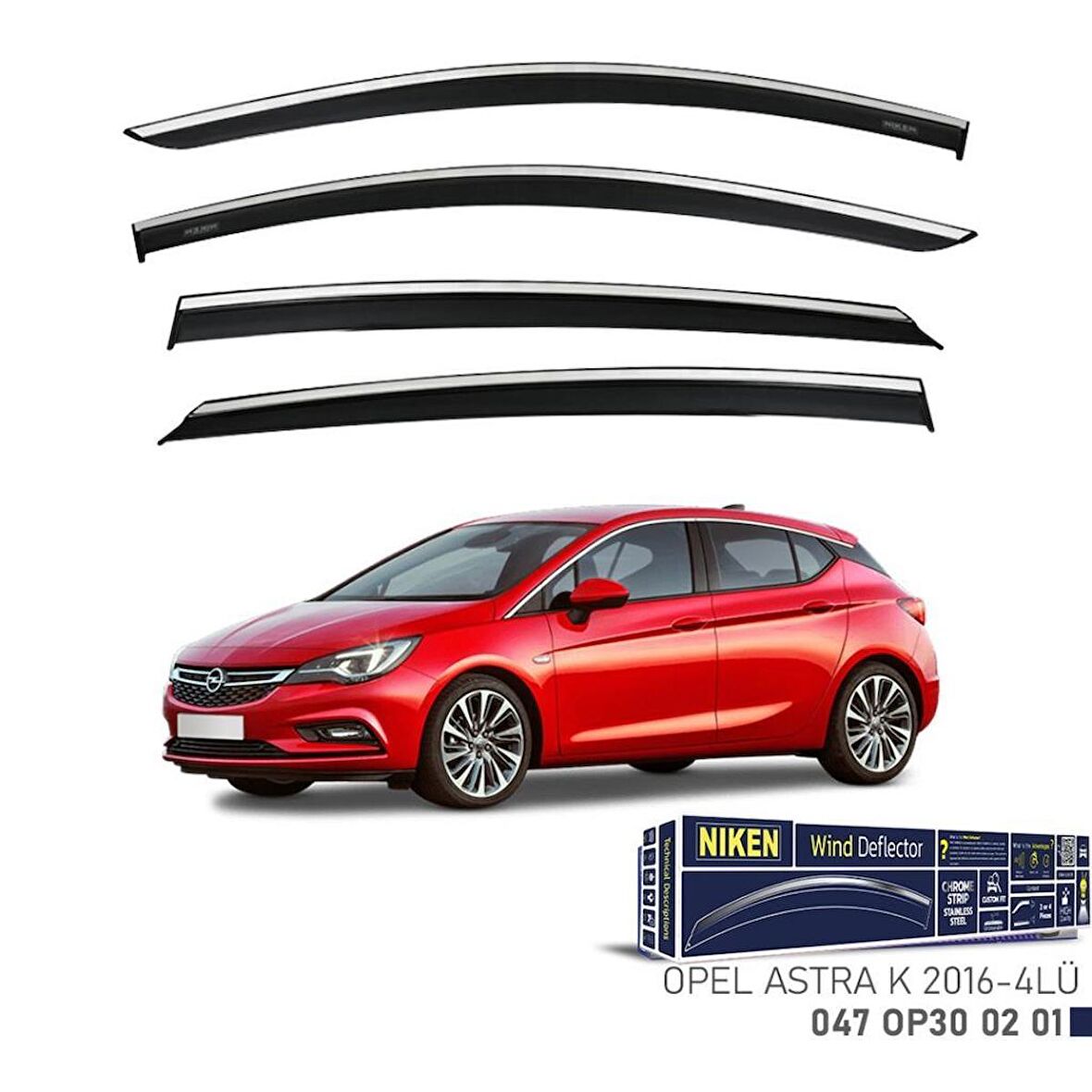 Opel Astra K Niken Kromlu Cam Rüzgarlığı 4lü Set 2016 ve Üstü