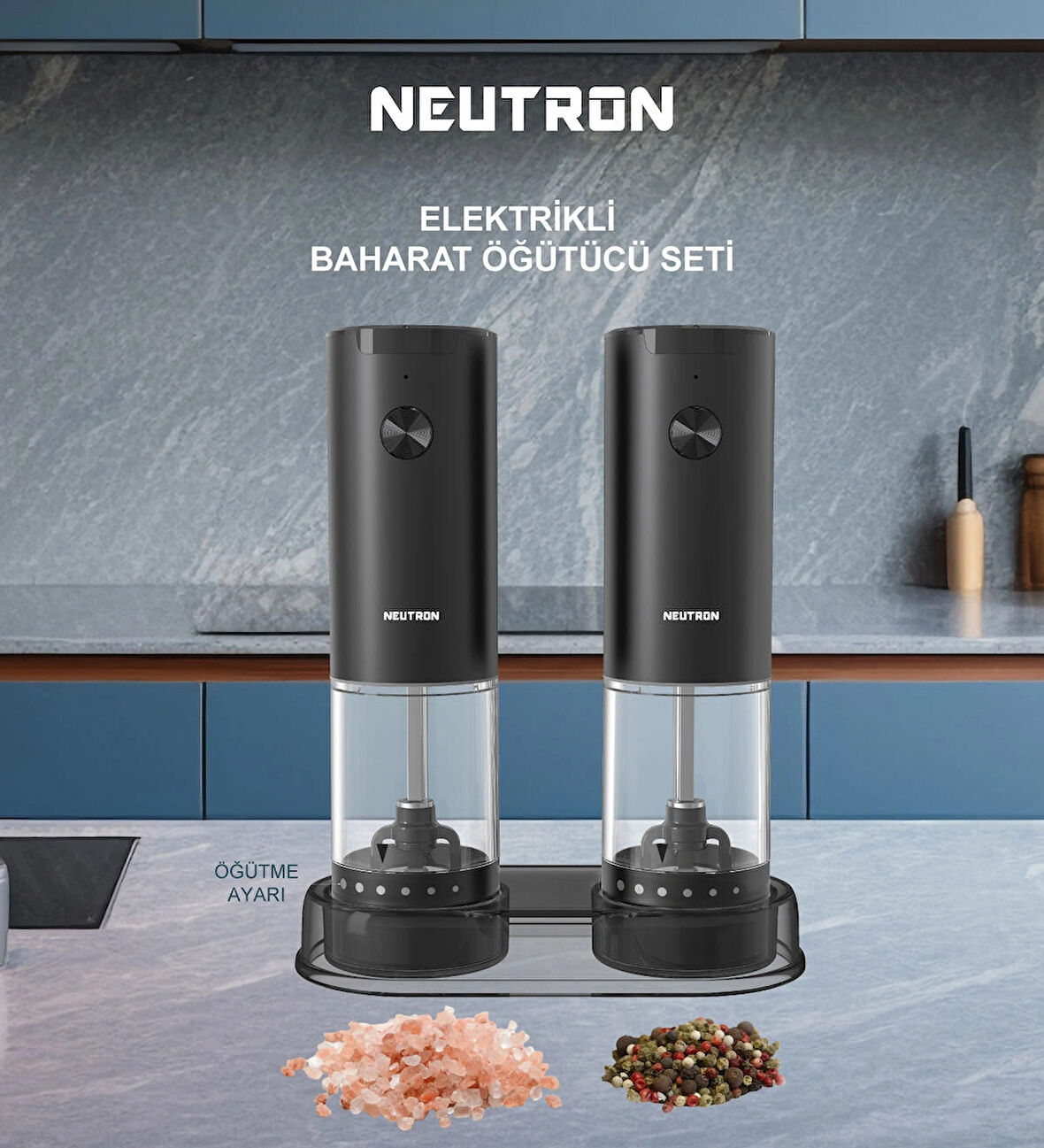 Neutron NTL-PG-33D Elektrikli Çiftli Baharat Öğütücü