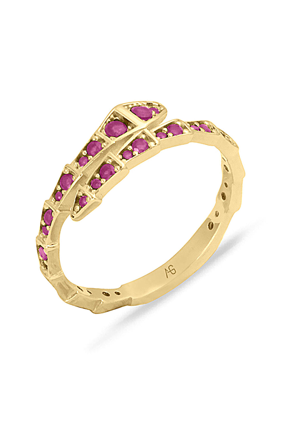 Kırmızı Taşlı Altın Yılan Yüzük