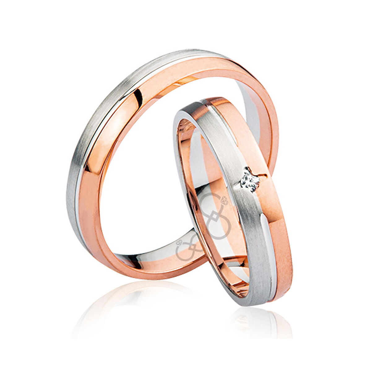 Rose Beyaz Altın Alyans 2505-1