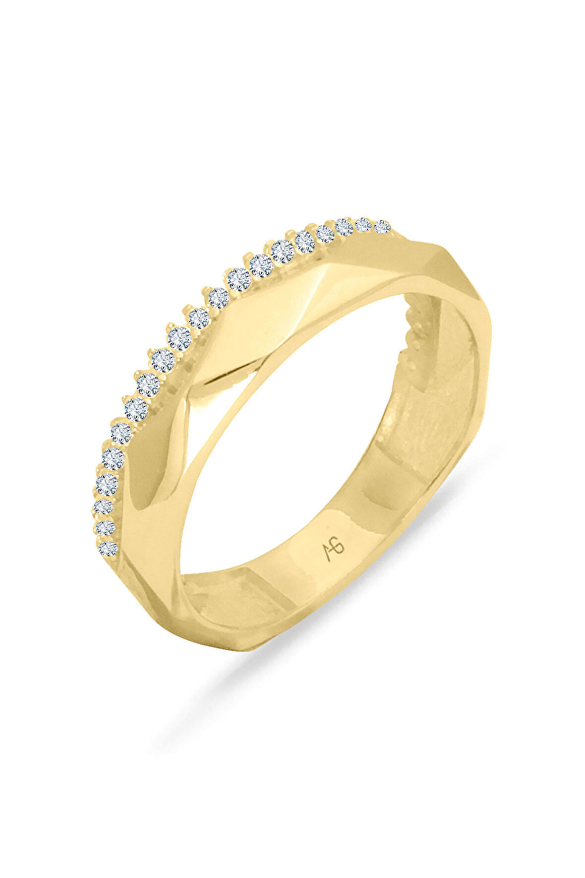 Altın Taşlı Pave Yüzük