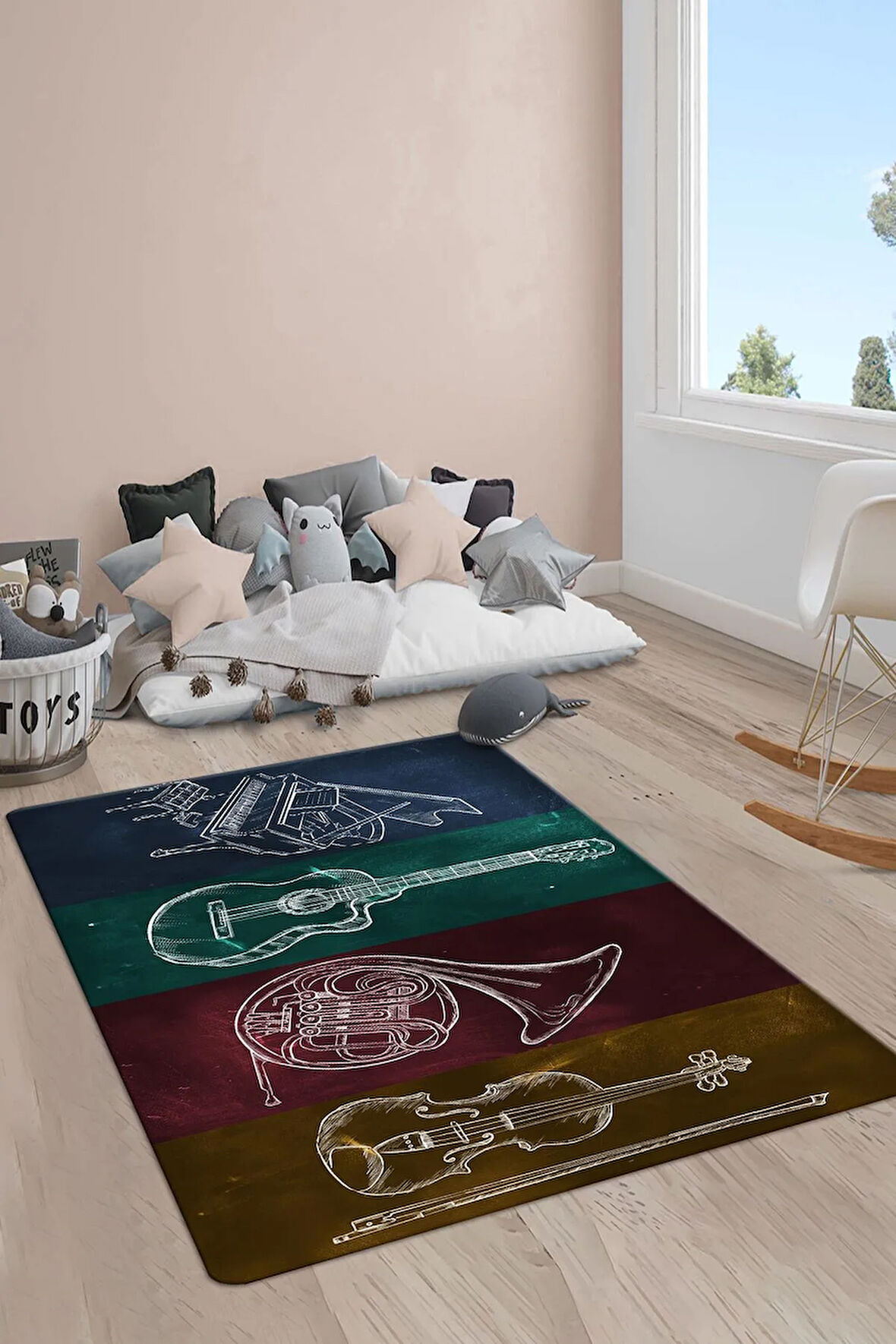 Kaymaz Taban Yıkanabilir Müzik Desenli Çocuk Halısı