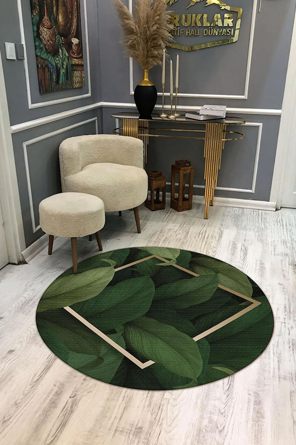 Kaymaz Tabanlı Makinede Yıkanabilir Dijital Baskı Modern Desenli Dot Taban Halı