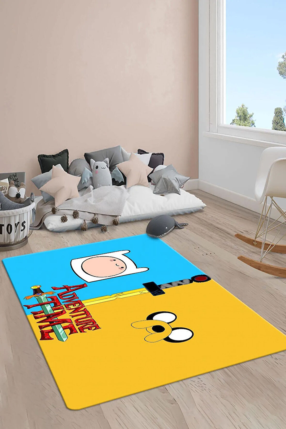 Kaymaz Taban Makinede Yıkanabilir Adventure Time Desenli Çocuk Halısı