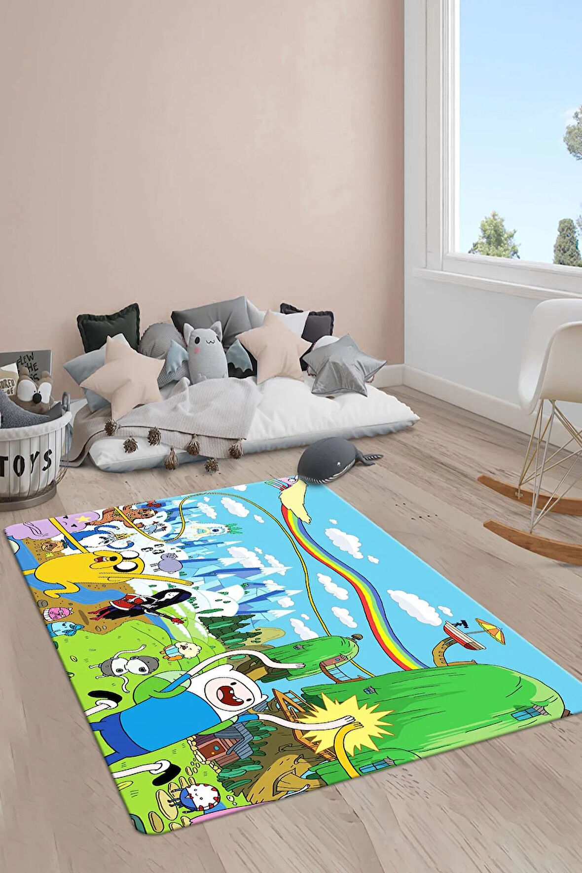 Kaymaz Taban Makinede Yıkanabilir Adventure Time Desenli Çocuk Halısı