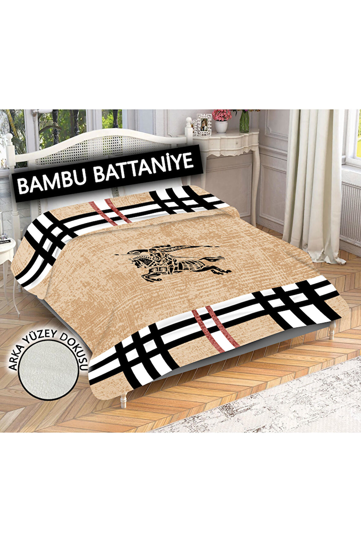 Dekoratif Modern Desenli %100 Bambu Kumaşlı Battaniye