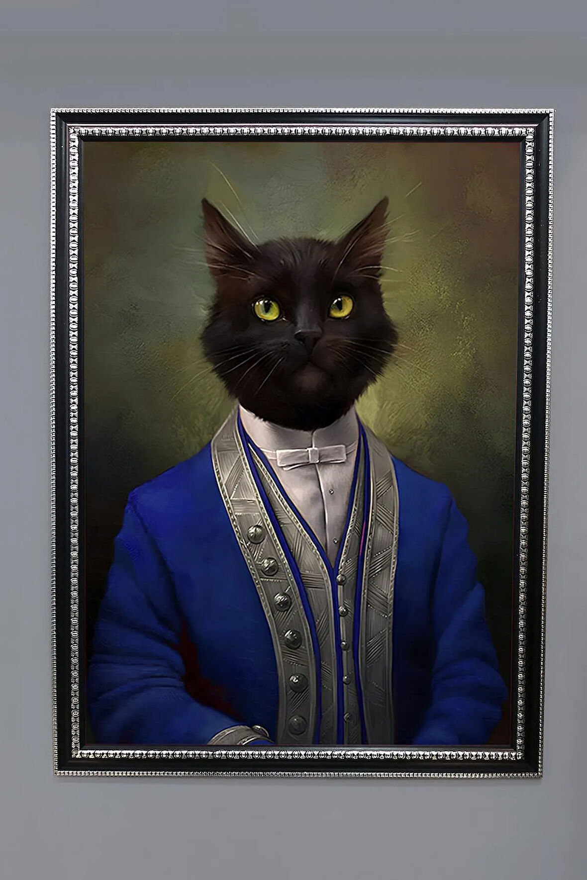 Gold Çerçeveli Kedi Tablosu Portresi 50x70CM