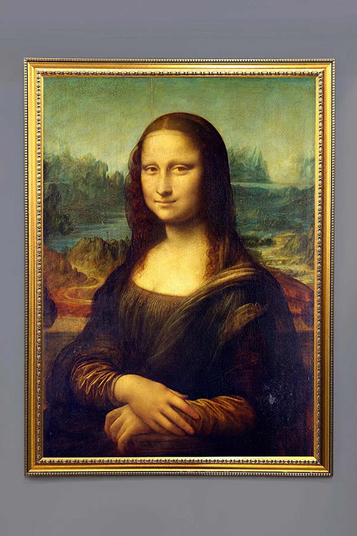 Gold Çerçeveli Mona Lisa Tablosu Portresi 50x70CM