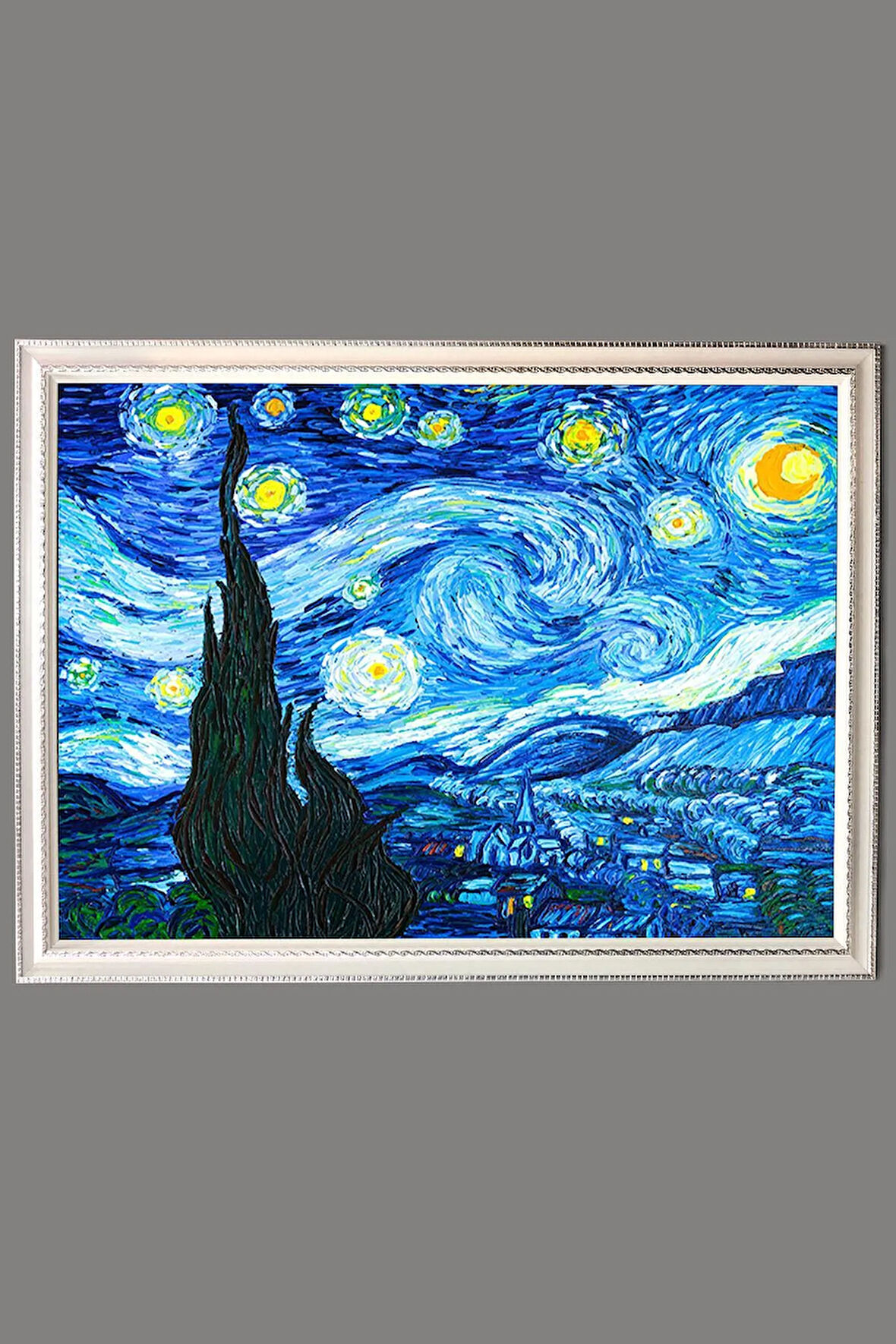 Gold Çerçeveli Van Gogh Yıldız Işığı Tablosu Portresi 50x70CM