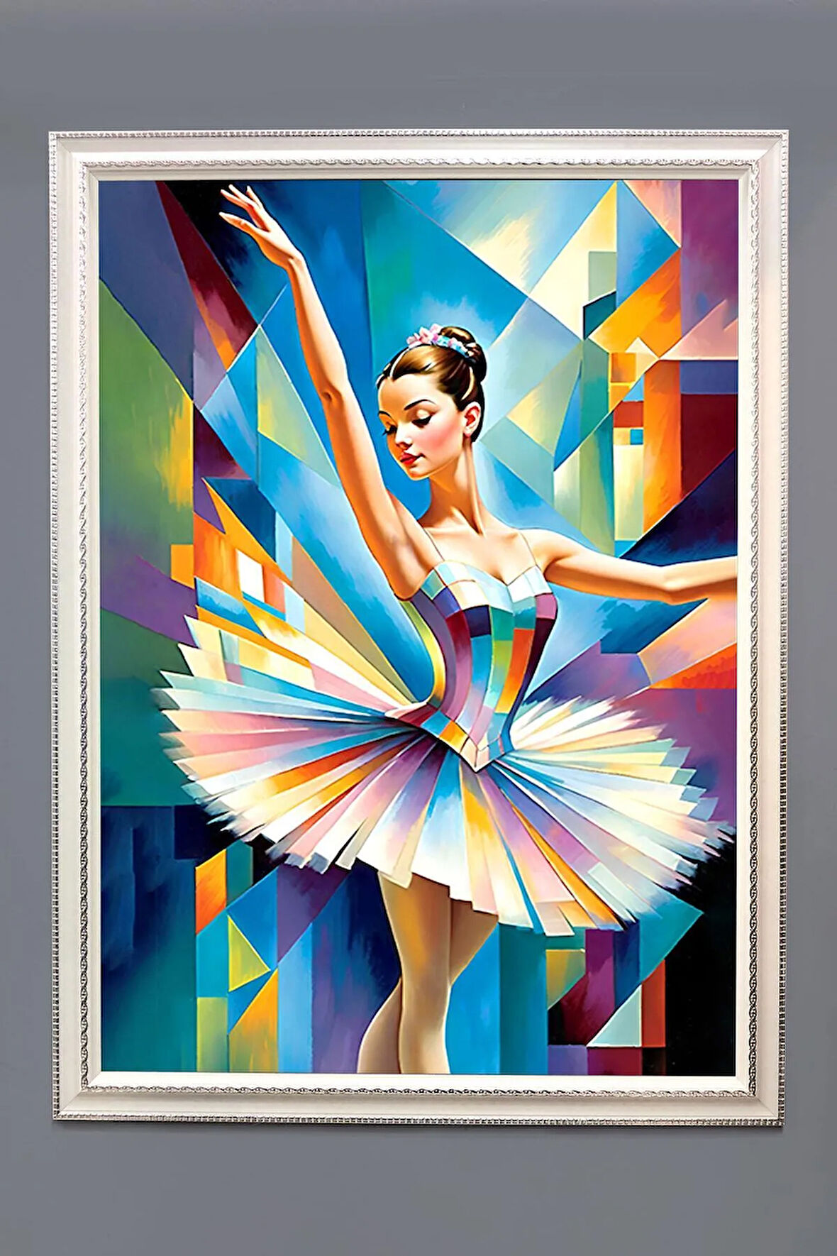 Dekoratif Modern Çerçeveli Balerin Kız Desenli Duvar Tablosu 50x70 CM