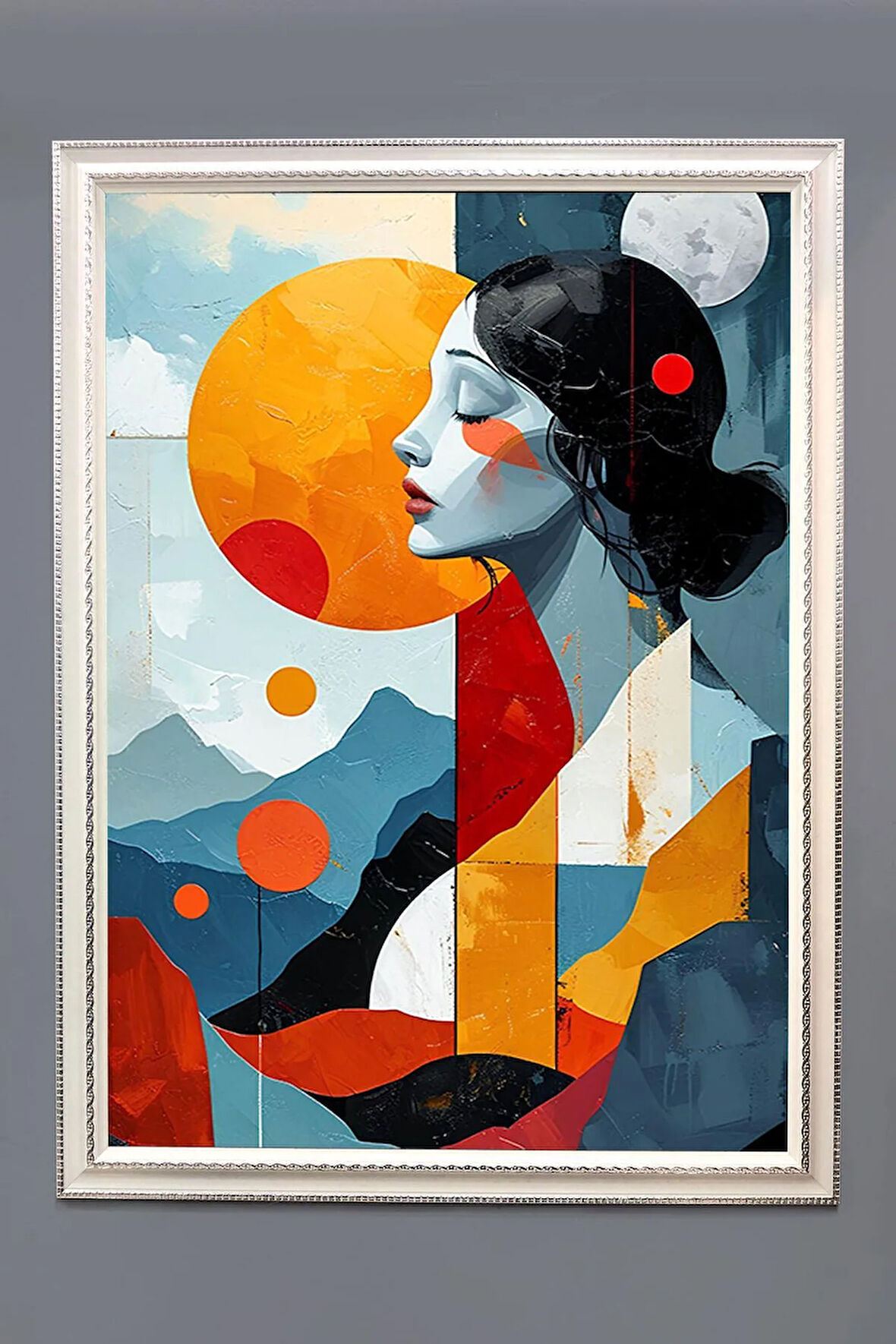 Dekoratif Modern Çerçeveli Soyut Kadın Desenli Duvar Tablosu 50x70 CM