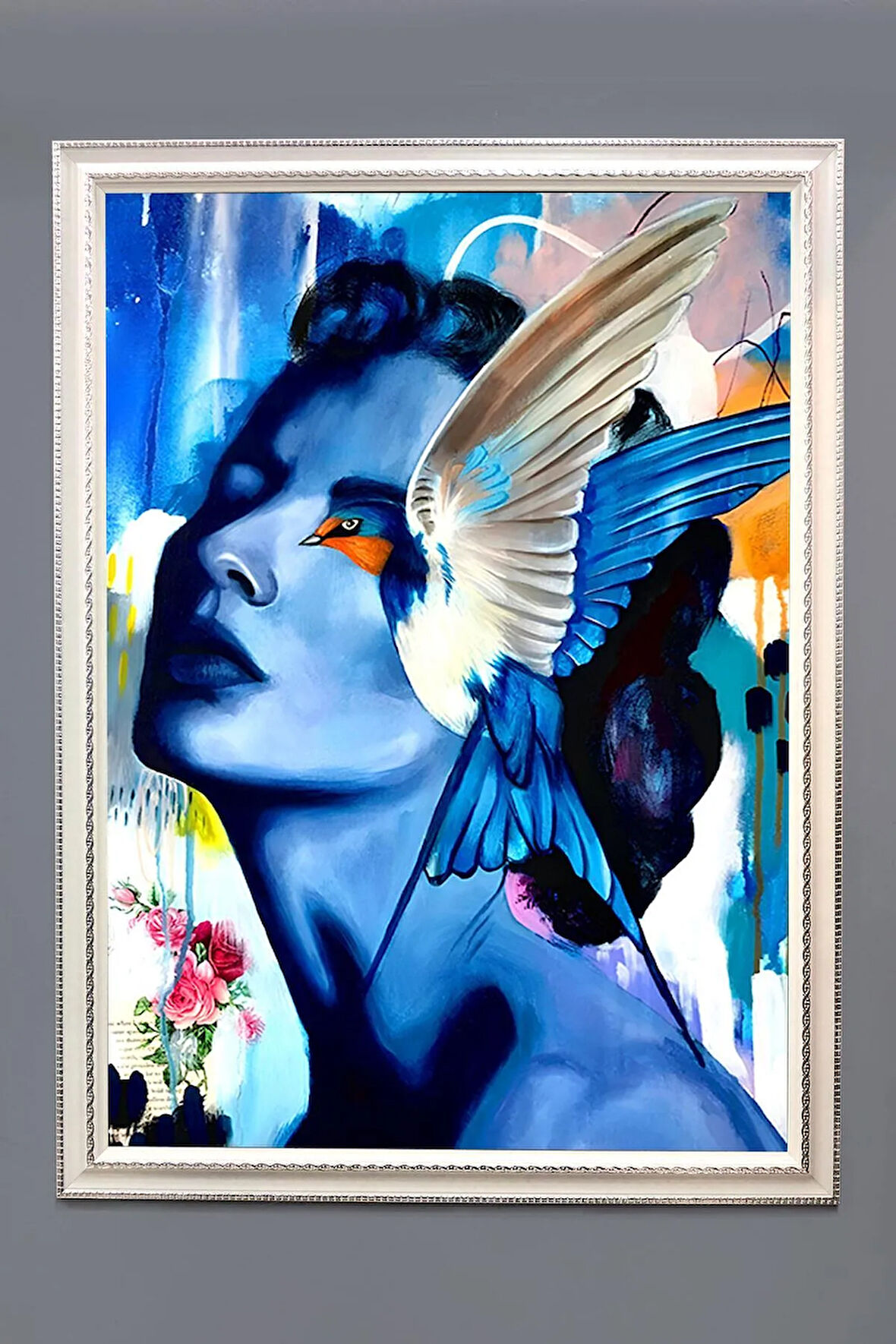 Dekoratif Modern Çerçeveli Soyut Kadın Desenli Duvar Tablosu 50x70 CM