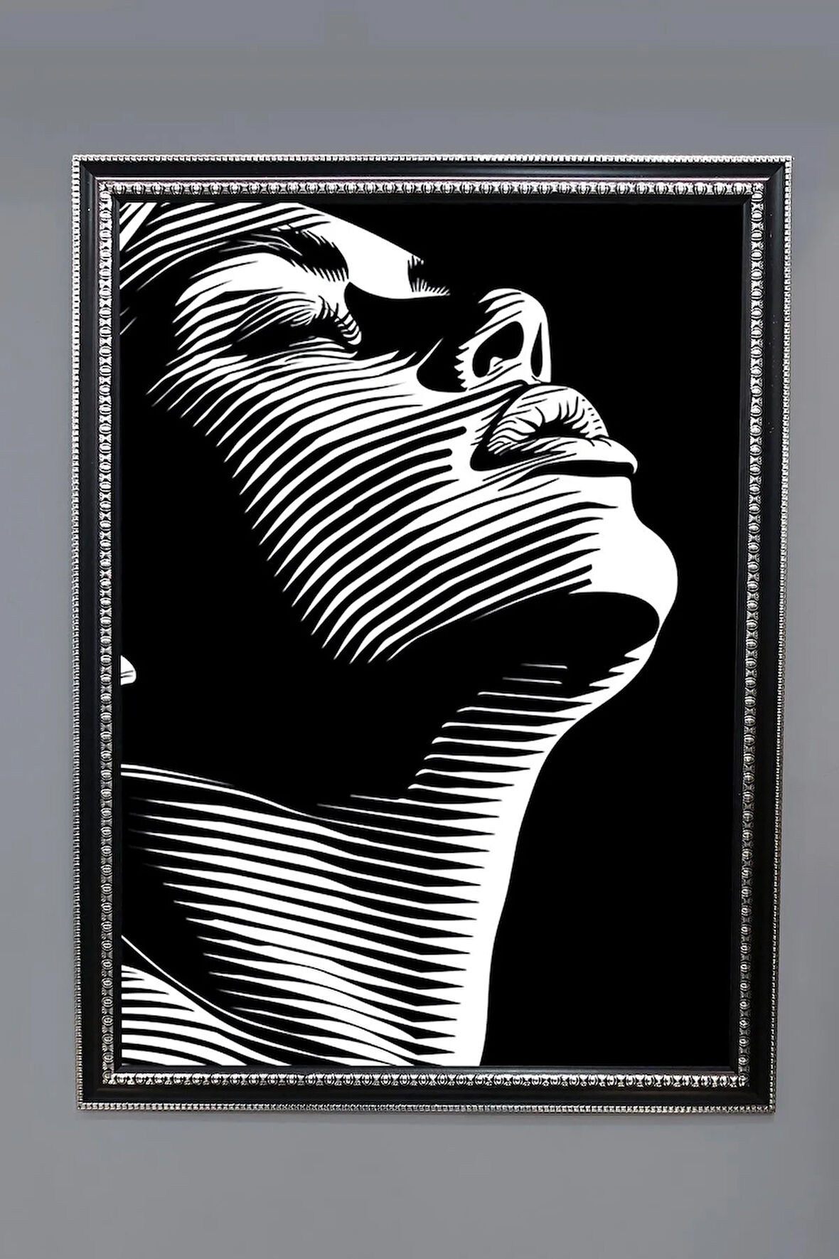 Dekoratif Modern Çerçeveli Kadın Desenli Duvar Tablosu 50x70 CM