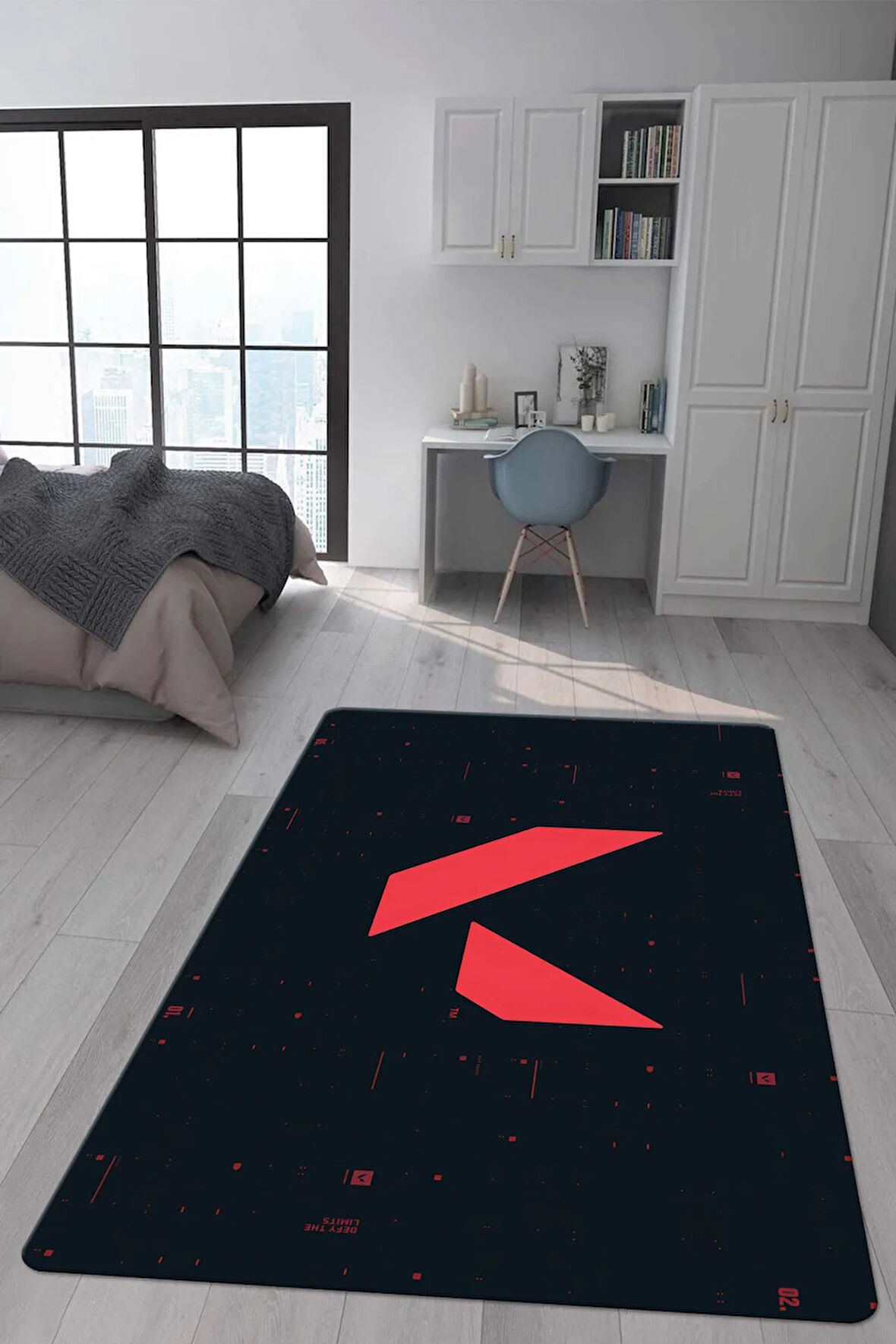 Kaymaz Taban Makinede Yıkanabilir Dijital Baskı Valorant Desenli Genç Odası Ve Çocuk Odası Halısı Dot Taban Halı