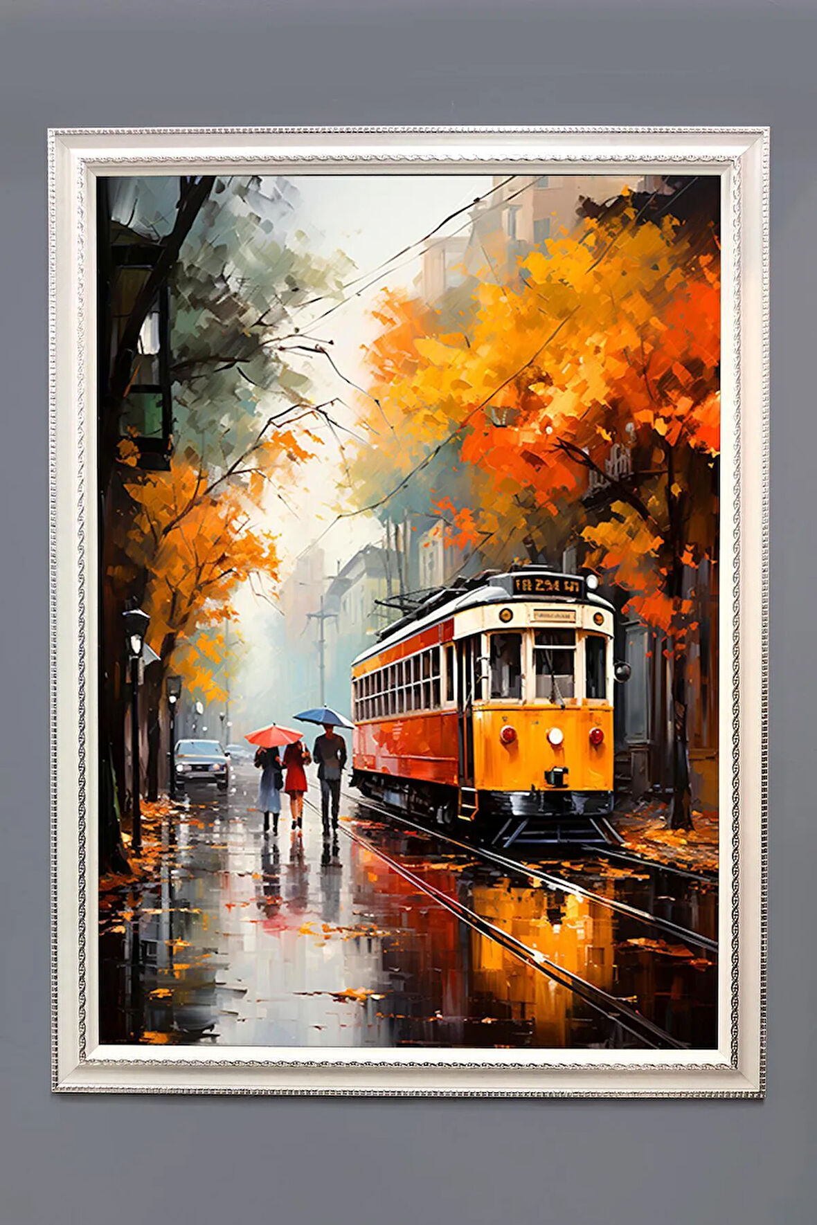 Dekoratif Modern Desenli Çerçeveli Tablo Duvar Tablosu 50x70cm