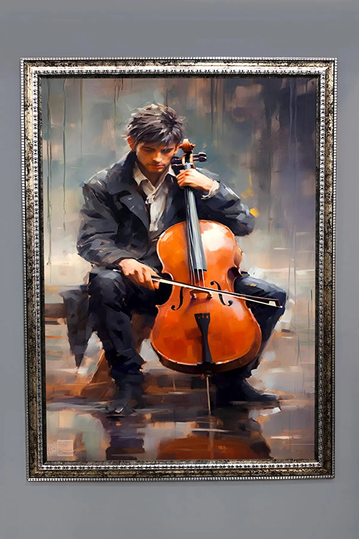 Dekoratif Modern Desenli Çerçeveli Tablo Duvar Tablosu 50x70cm