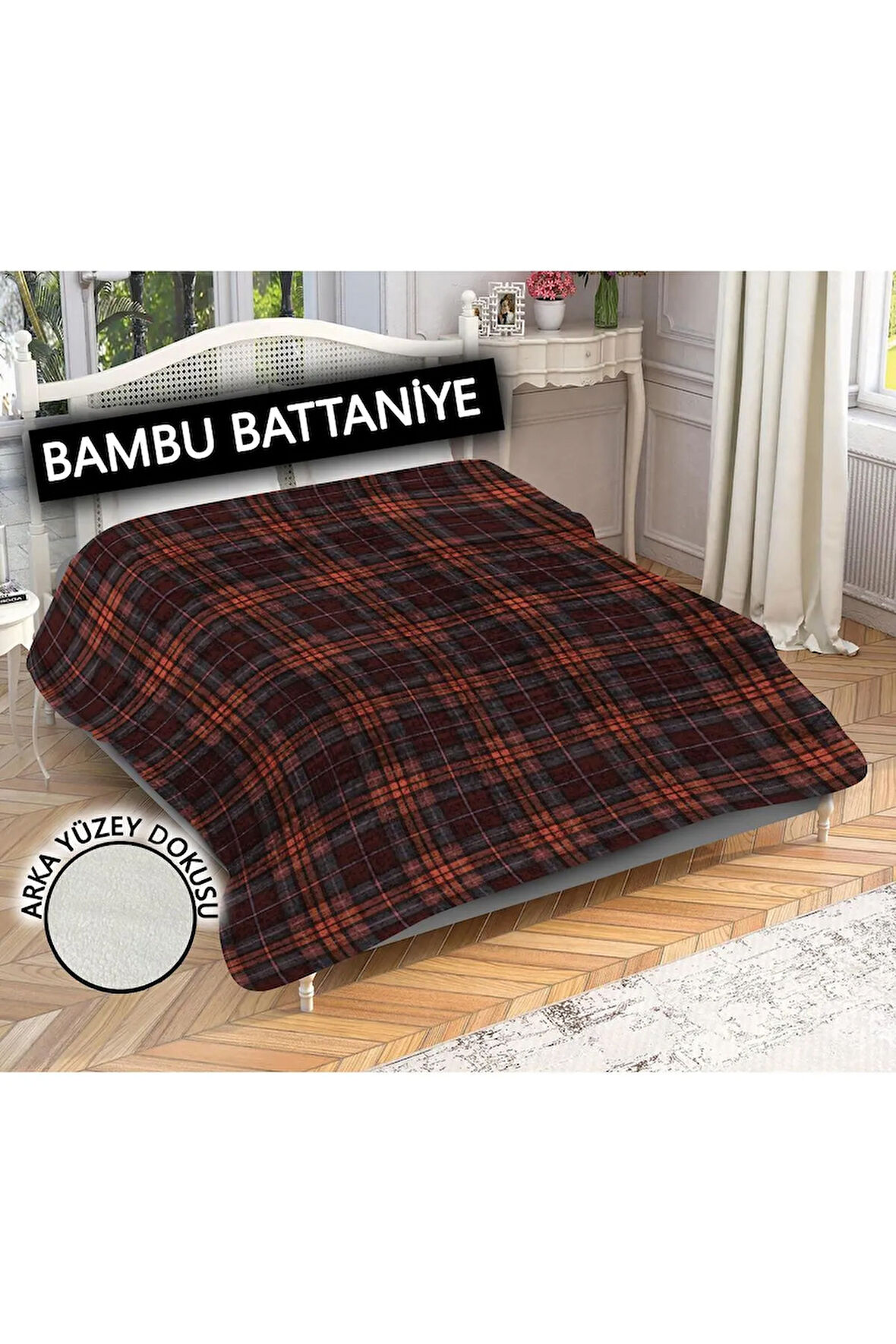 Dekoratif Modern Yılbaşı Desenli %100 Bambu Kumaşlı Battaniye