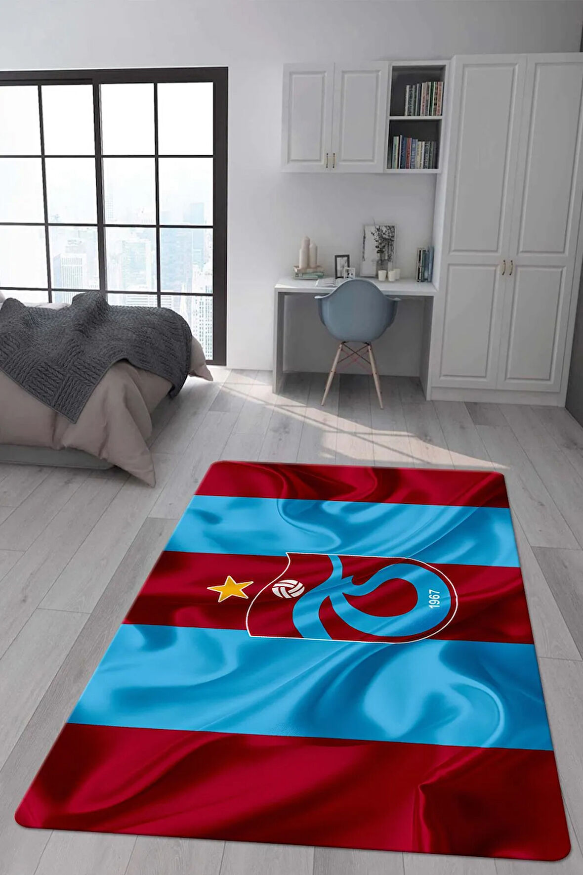 Kaymaz Taban Makinede Yıkanabilir Dijital Baskı Modern Desenli Genç Odası Ve Çocuk Odası Halısı Dot Taban Halı