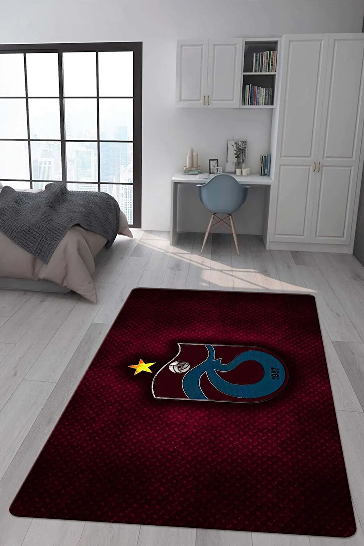 Kaymaz Taban Makinede Yıkanabilir Dijital Baskı Modern Desenli Genç Odası Ve Çocuk Odası Halısı Dot Taban Halı