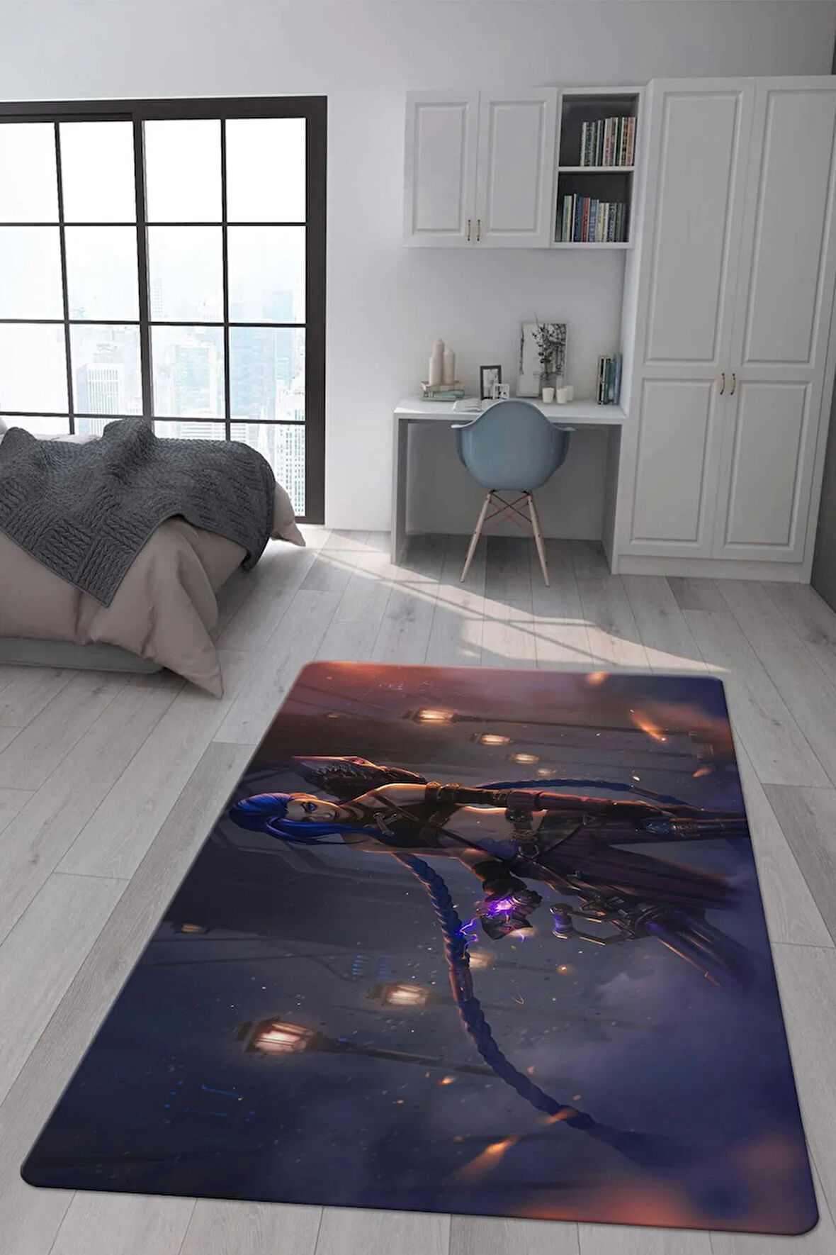 Kaymaz Taban Makinede Yıkanabilir Dijital Baskı Modern Desenli Genç Odası Ve Çocuk Odası Halısı Dot Taban Halı