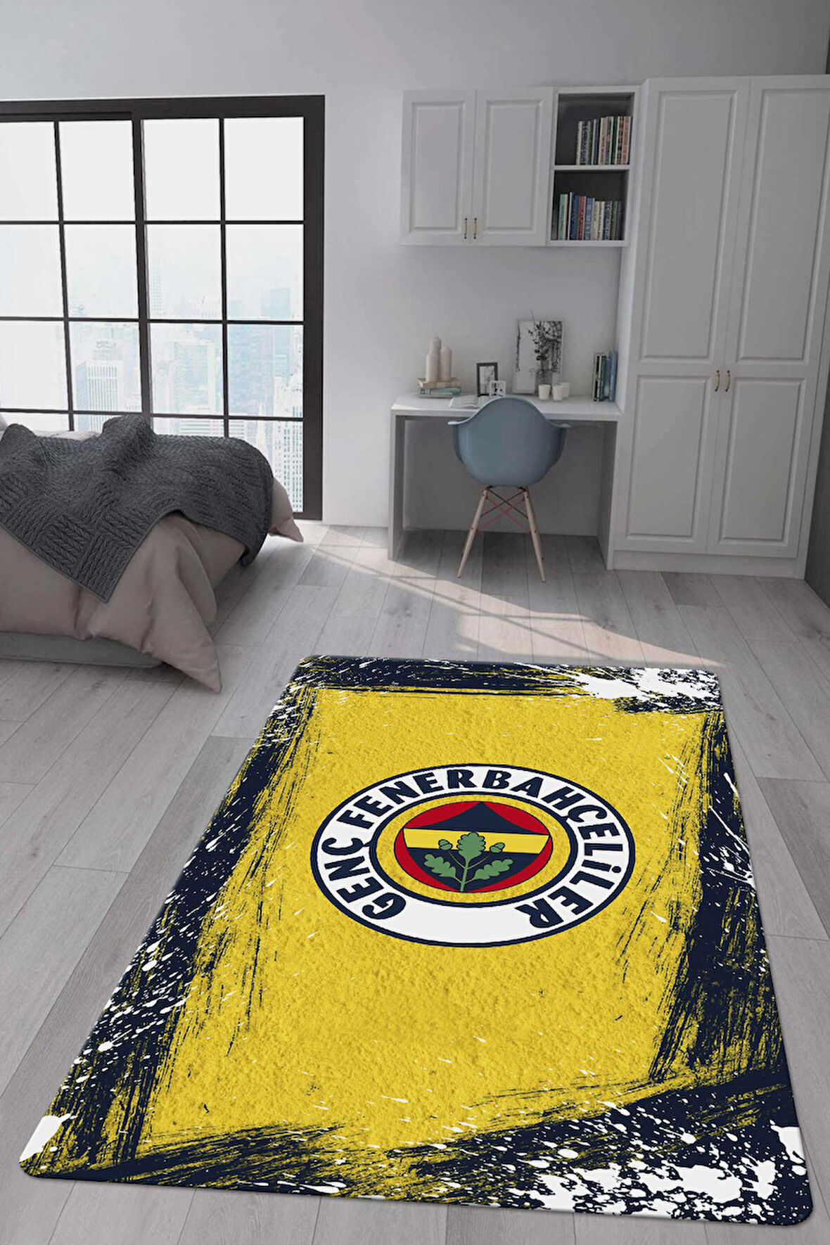 Kaymaz Taban Makinede Yıkanabilir Dijital Baskı Modern Desenli Genç Odası Ve Çocuk Odası Halısı Dot Taban Halı