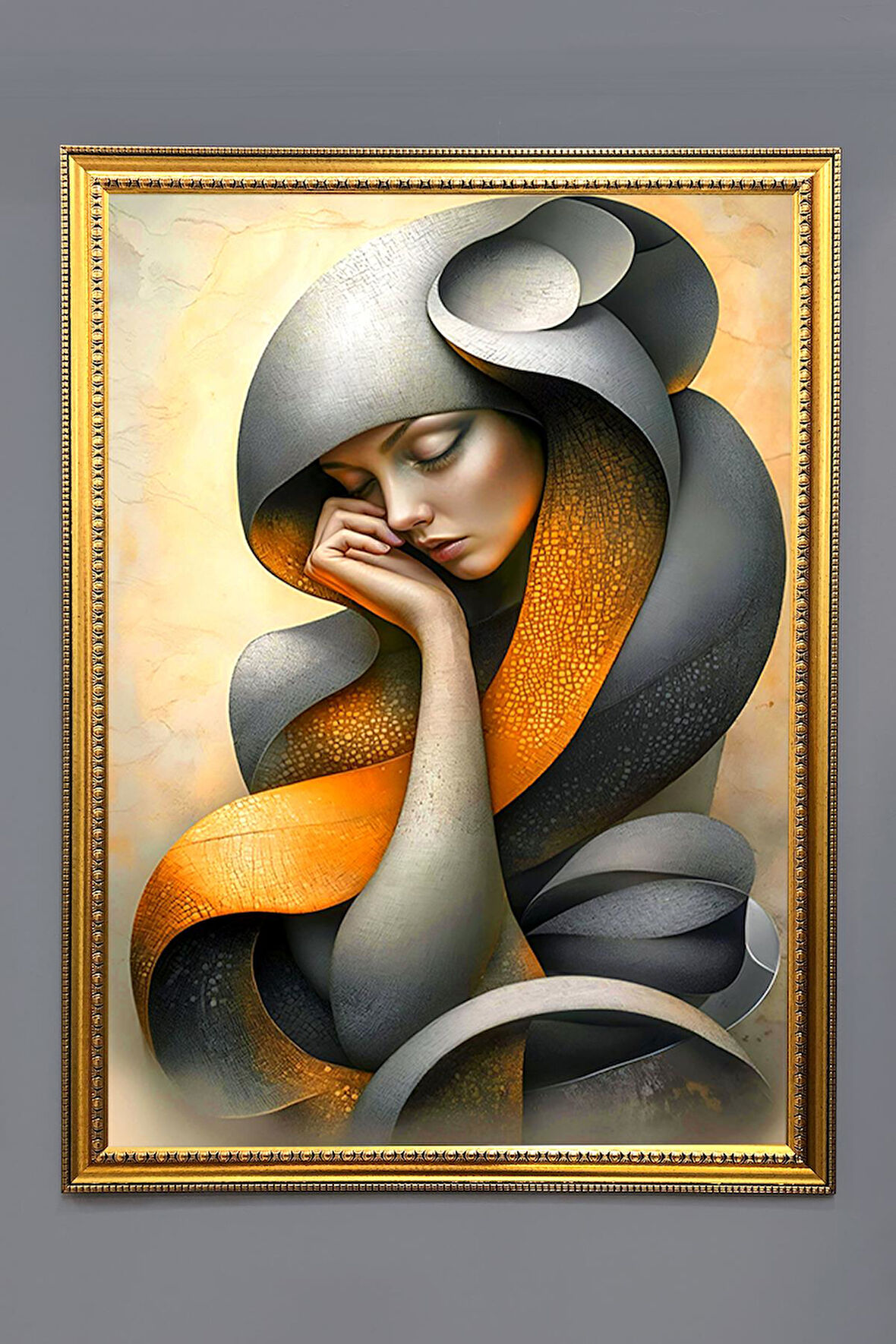 Dekoratif Modern Desenli Çerçeveli Tablo Duvar Tablosu 50x70cm