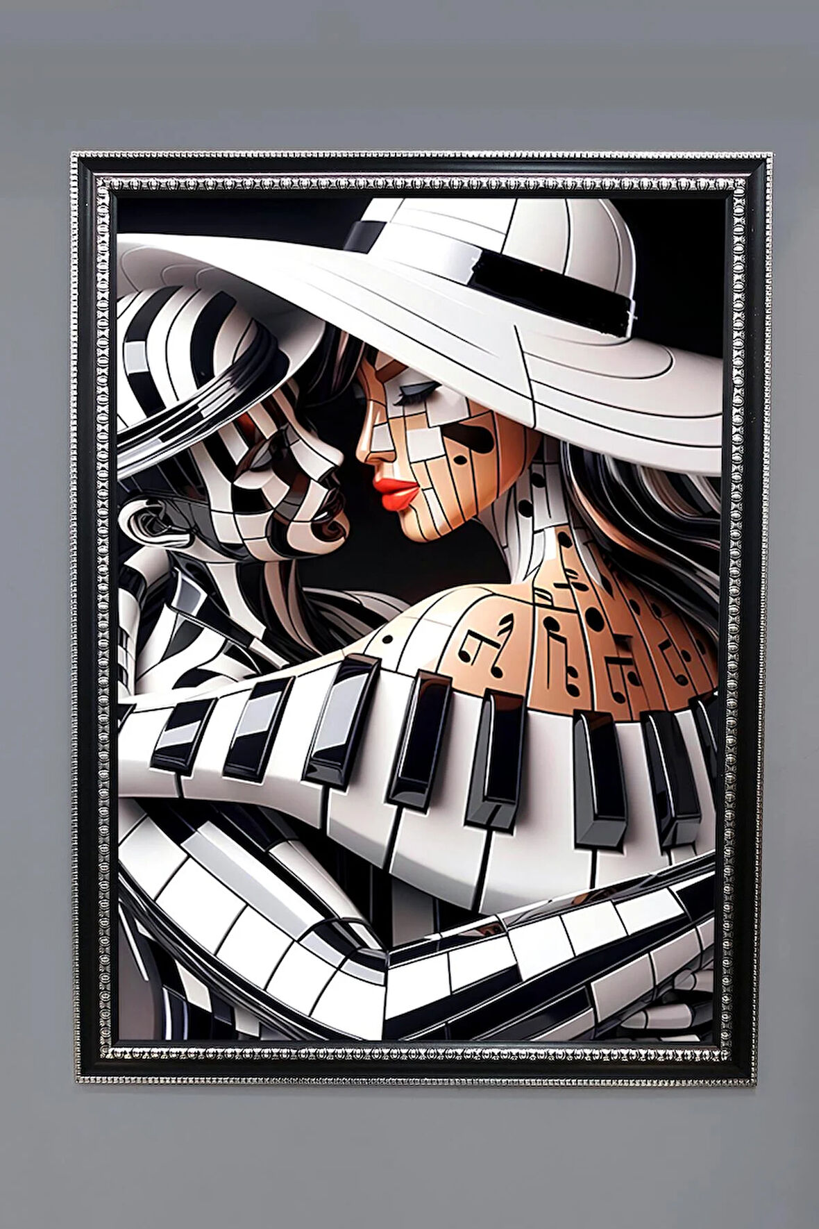 Dekoratif Modern Desenli Çerçeveli Tablo Duvar Tablosu 50x70cm