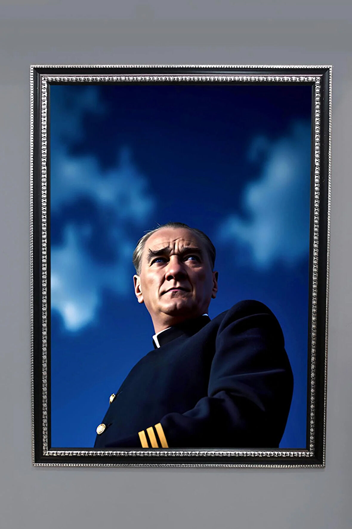 Dekoratif Modern Atatürk Desenli Çerçeveli Tablo Duvar Tablosu 50x70cm ATA02