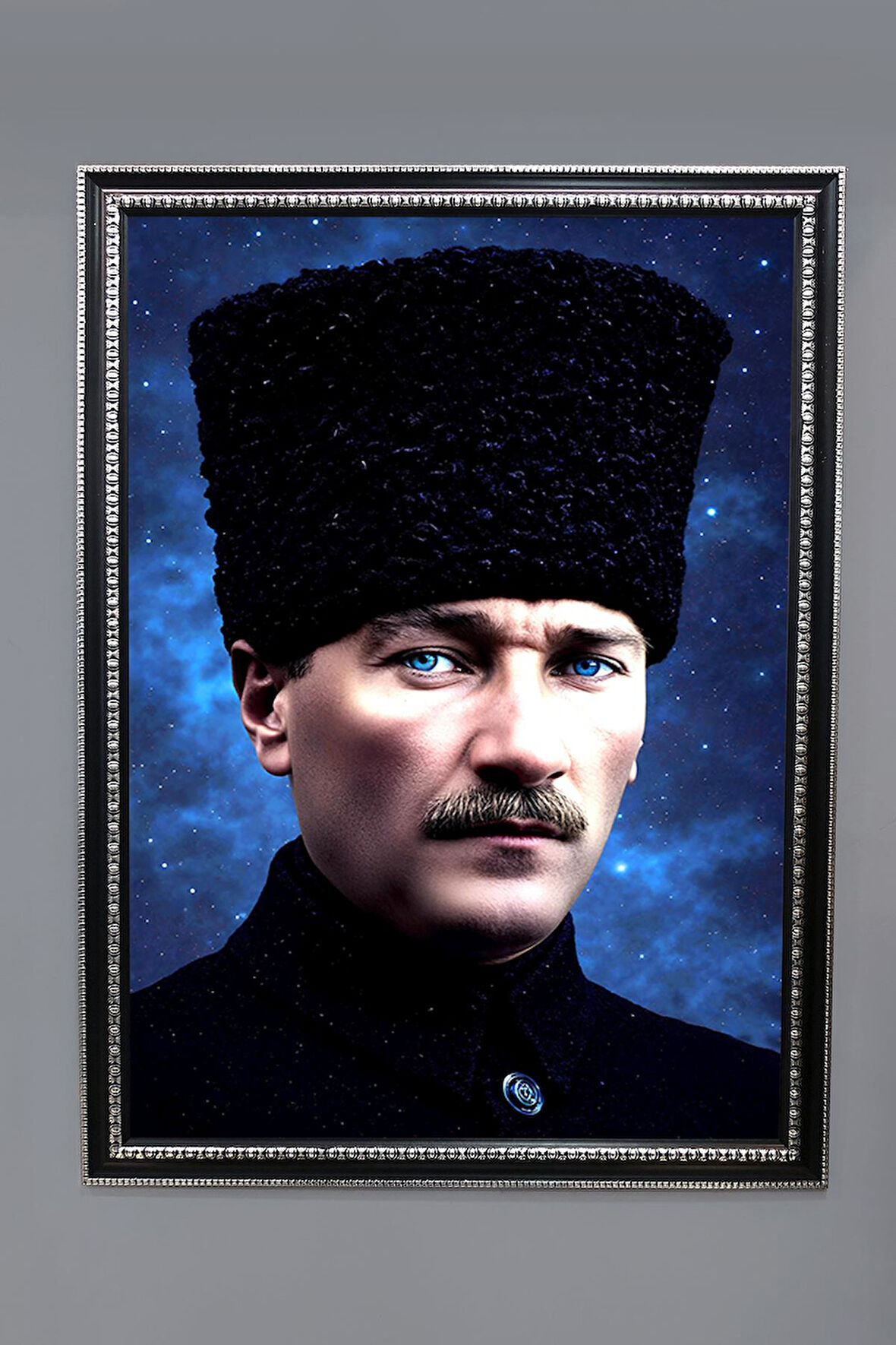 Dekoratif Modern Atatürk Desenli Çerçeveli Tablo Duvar Tablosu 50x70cm ATA04