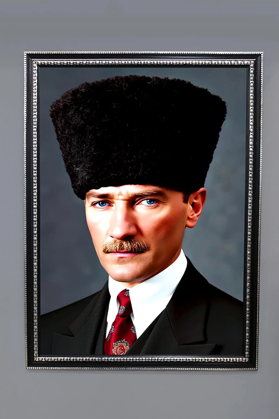 Dekoratif Modern Atatürk Desenli Çerçeveli Tablo Duvar Tablosu 50x70cm ATA08
