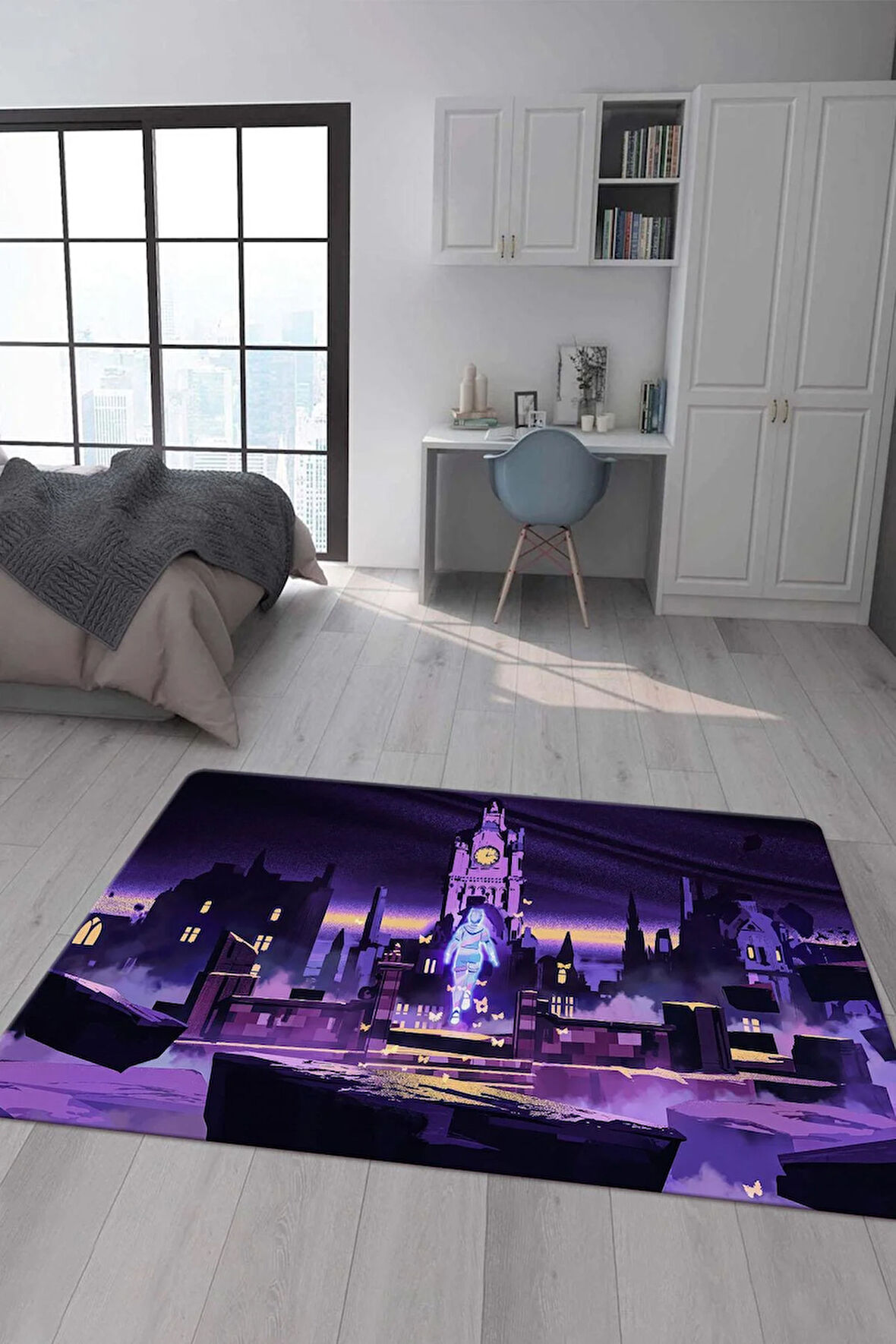 Kaymaz Taban Makinede Yıkanabilir Dijital Baskı Valorant Clove Desenli Çocuk Odası Halısı Dot Taban Halı Vl17