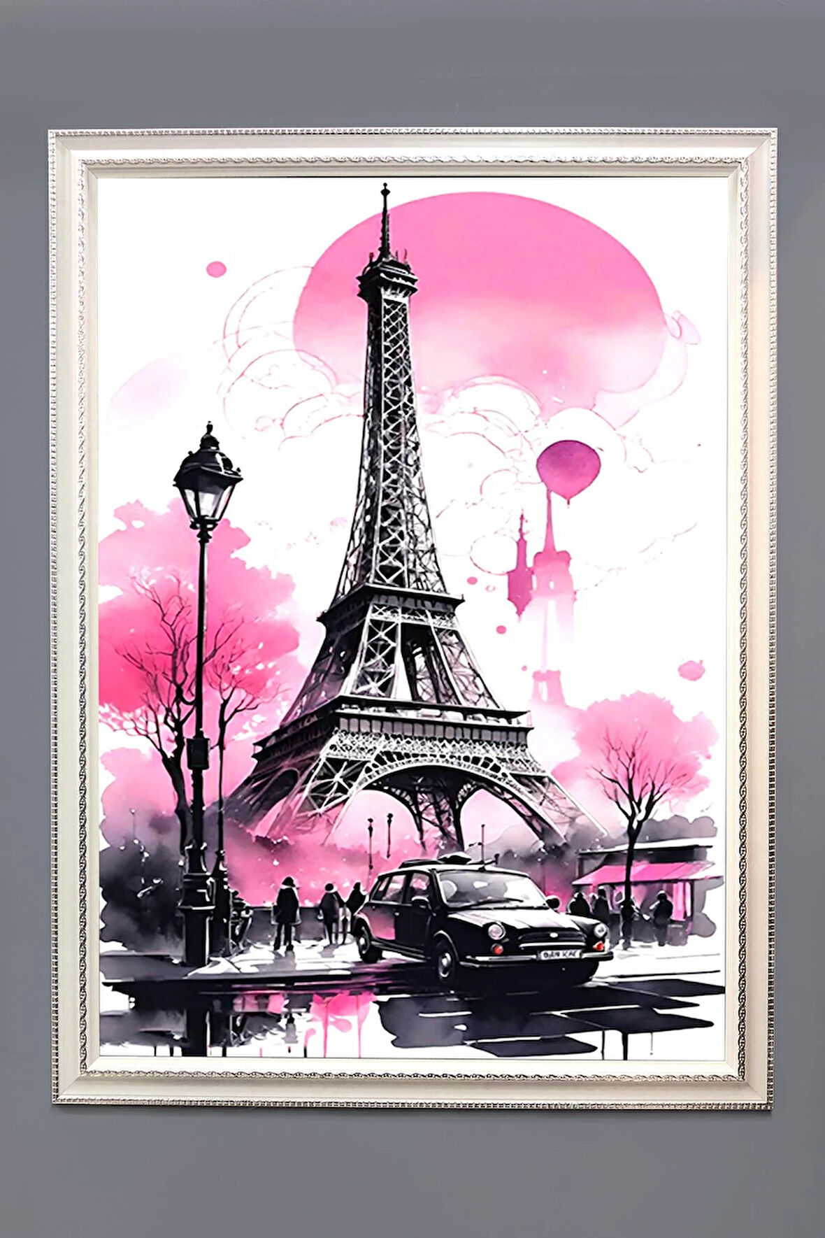 Dekoratif Modern Eyfel Kulesi Desenli Çerçeveli Tablo Duvar Tablosu 50x70cm