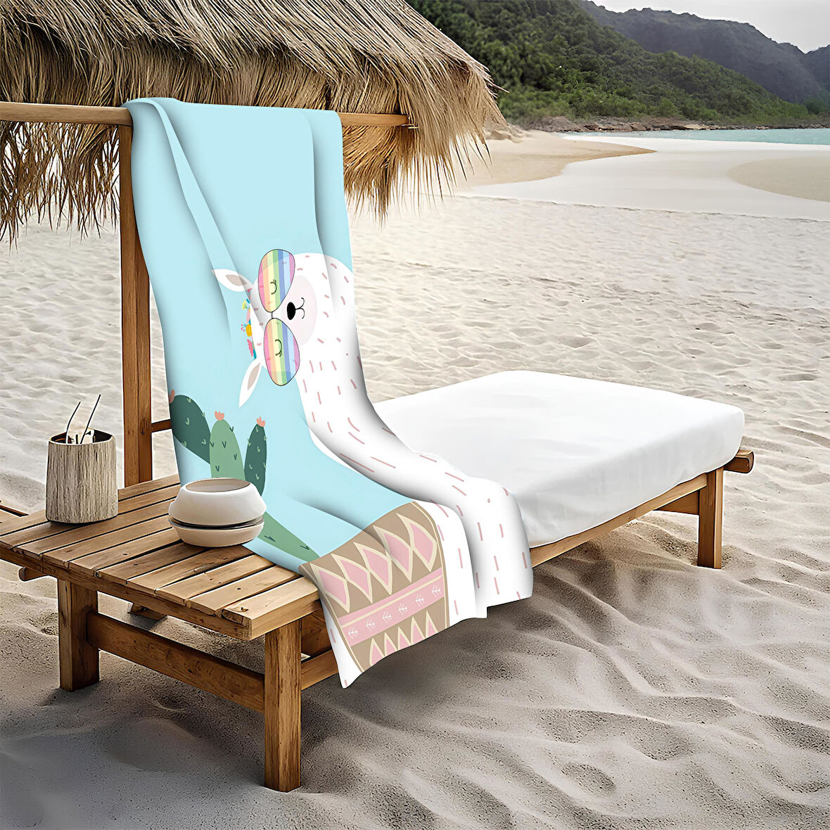 Modern Desenli Plaj Deniz Havlusu Peştemal 80x160 CM Aqua19