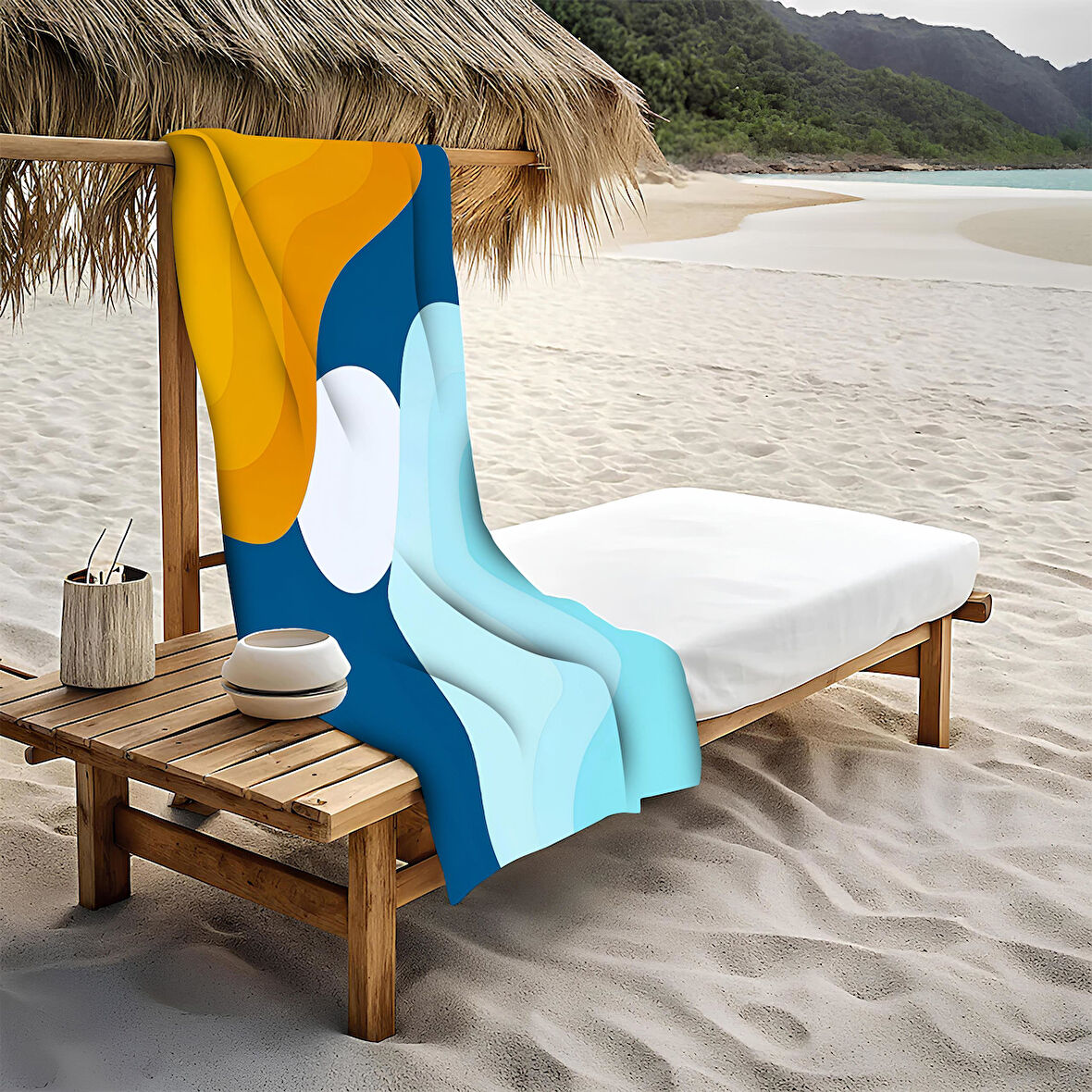 Modern Desenli Plaj Deniz Havlusu Peştemal 80x160 CM Aqua27