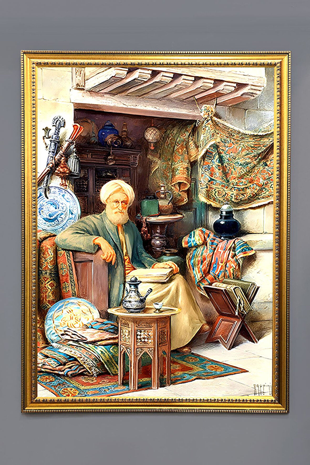 Halı Satıcısı Desenli Çerçeveli Tablo Duvar Tablosu 50x70cm ORYNTL03