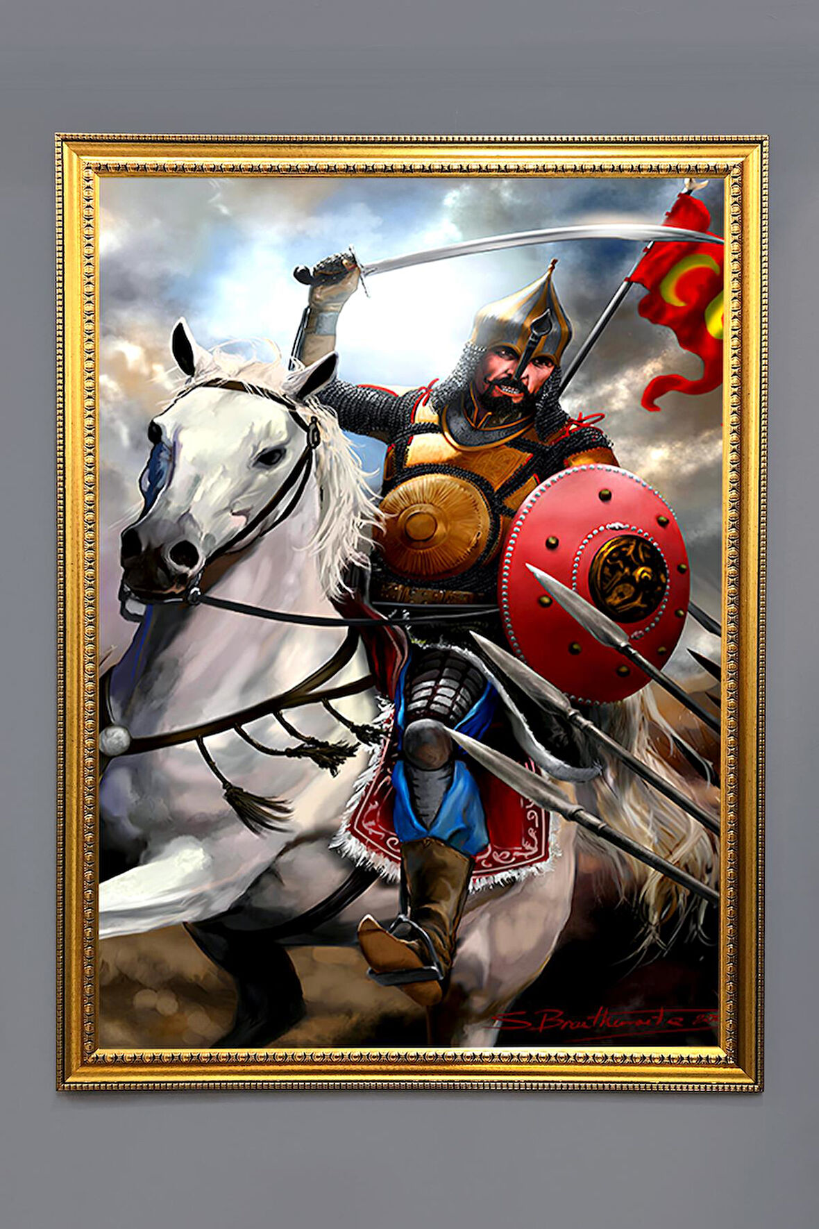 Fatih Sultan Mehmet Han Desenli Çerçeveli Tablo Duvar Tablosu 50x70cm ORYNTL20