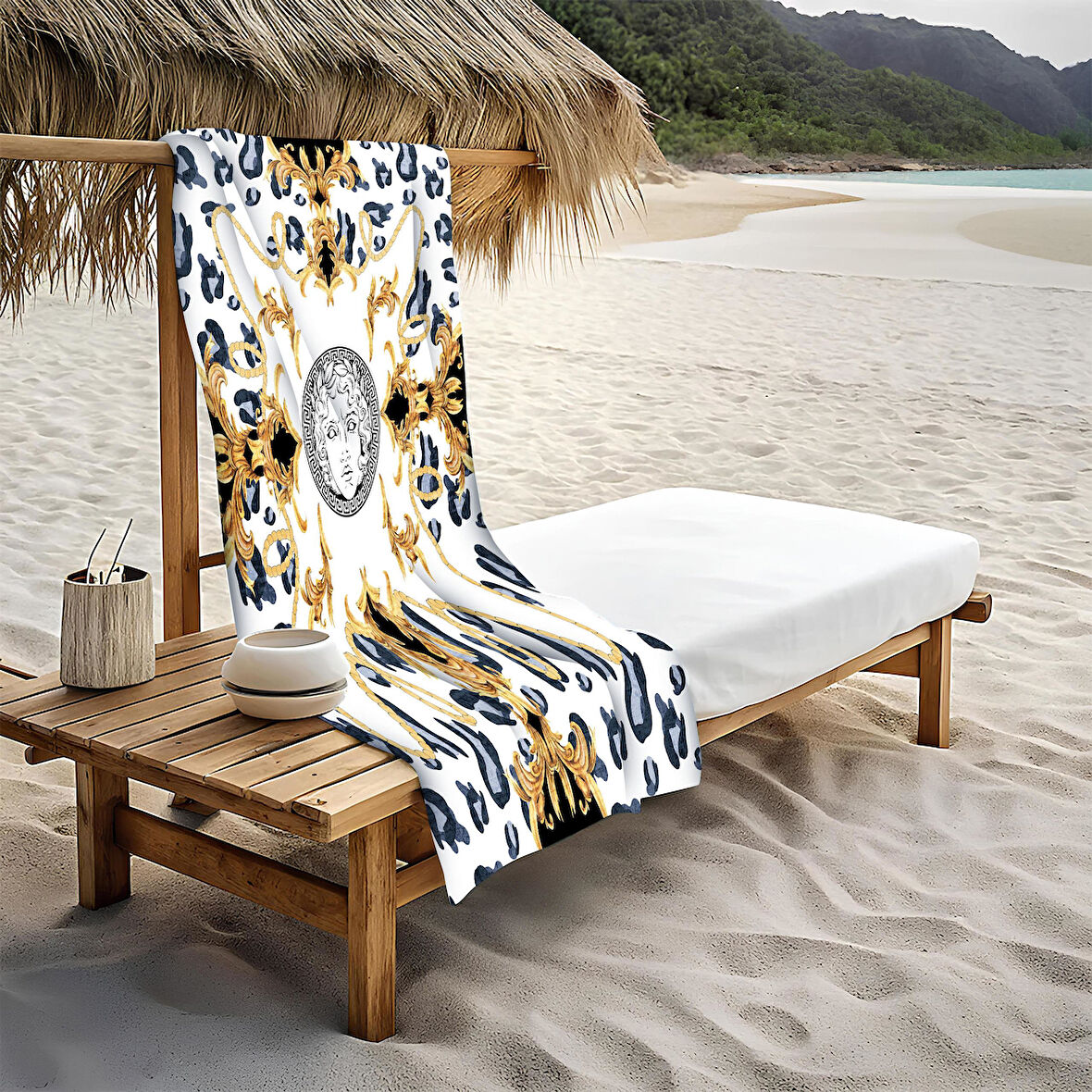 Dekoratif Modern Desenli Plaj Deniz Havlusu Peştamal 80x160 CM LUX16