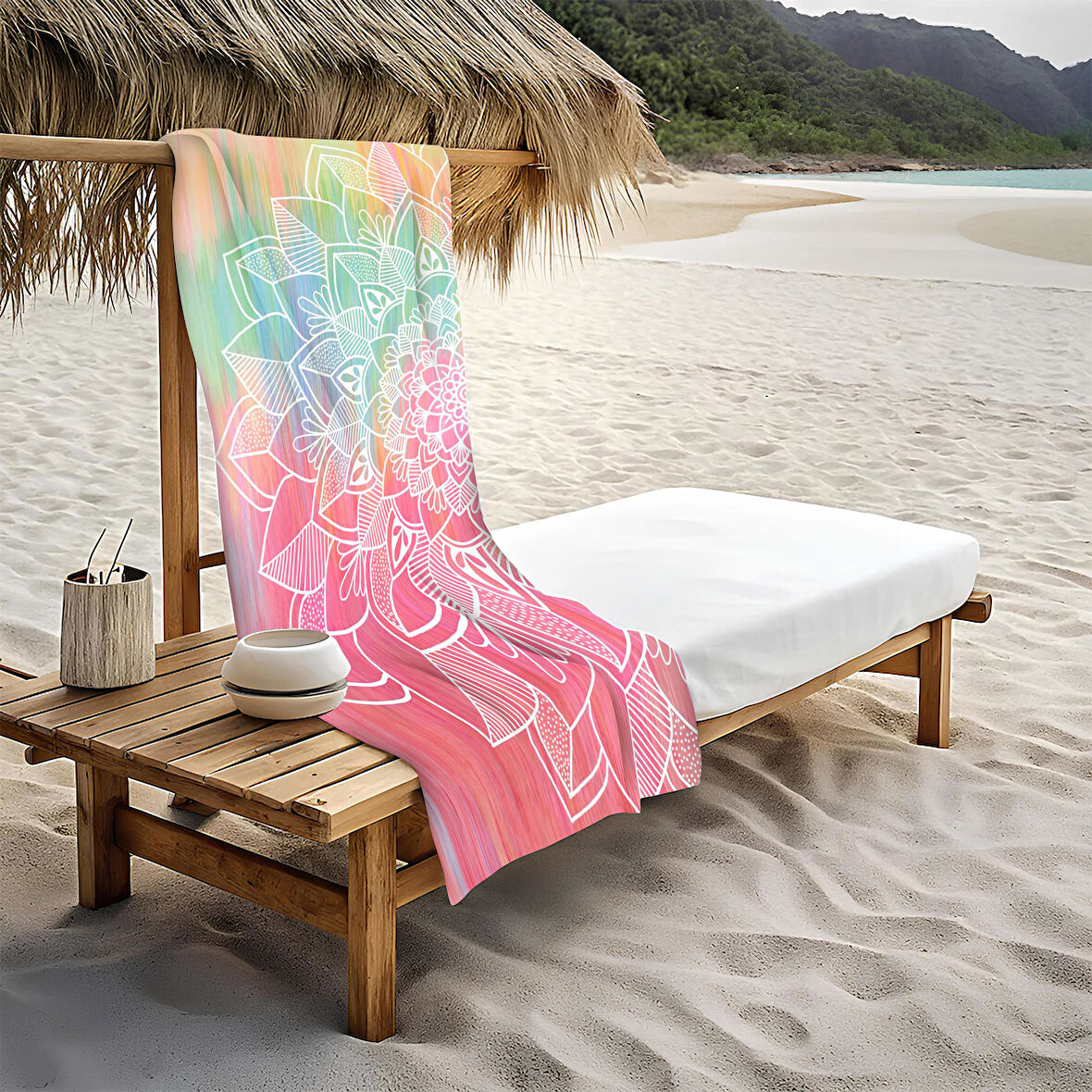 Dekoratif Modern Mandala Desenli Plaj Deniz Havlusu Peştamal 80x160 CM MD02