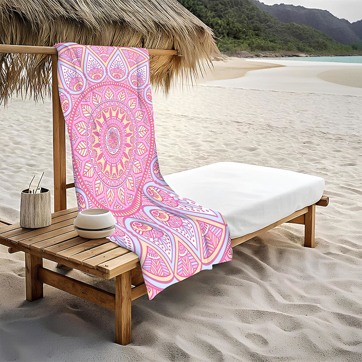 Dekoratif Modern Mandala Desenli Plaj Deniz Havlusu Peştamal 80x160 CM MD06