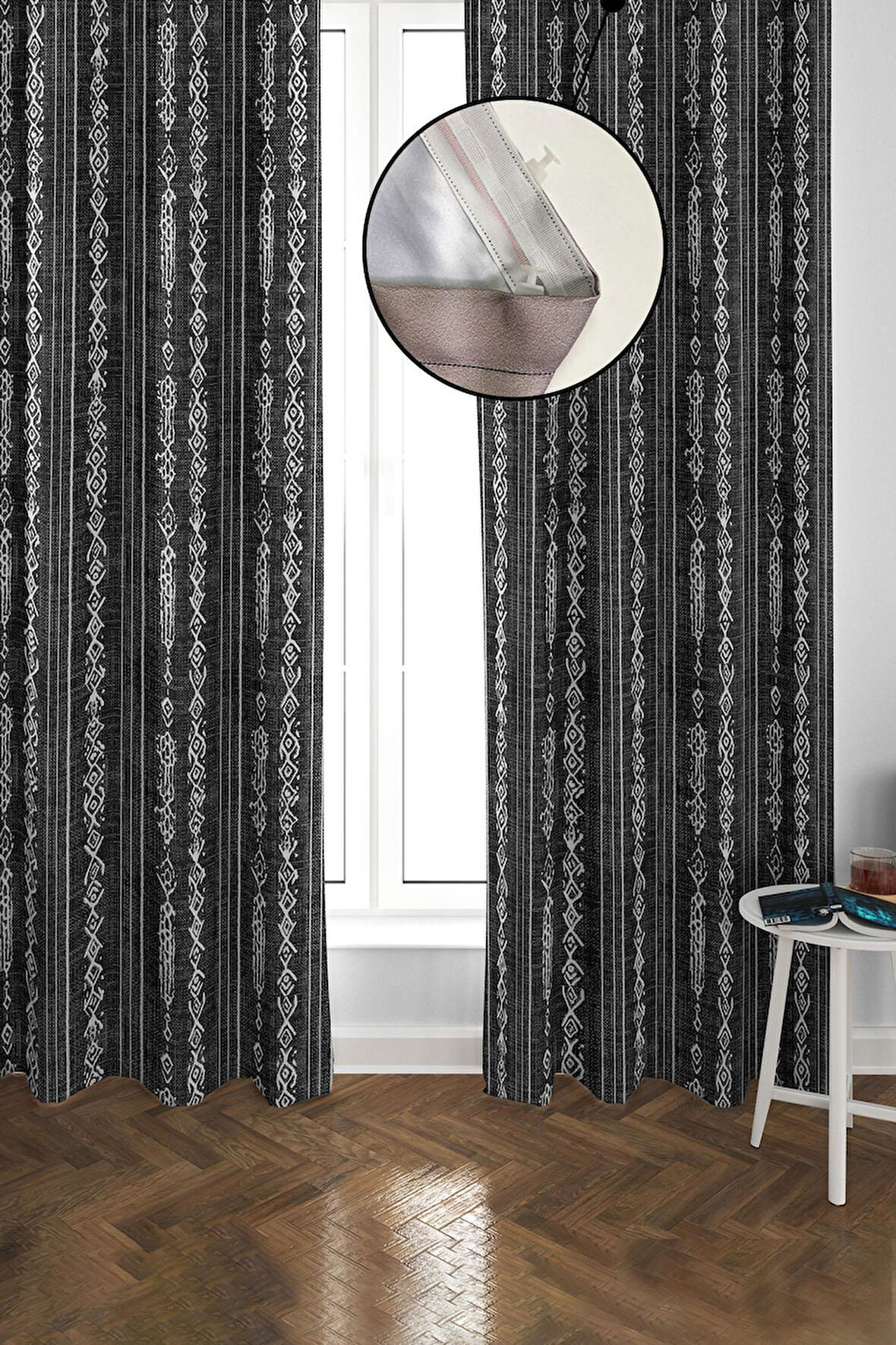 Blackout Karartma Yüksek Kalite Modern Desenli 2 Kanat Fon Perde 140 x 270 Nes Serisi Nes25