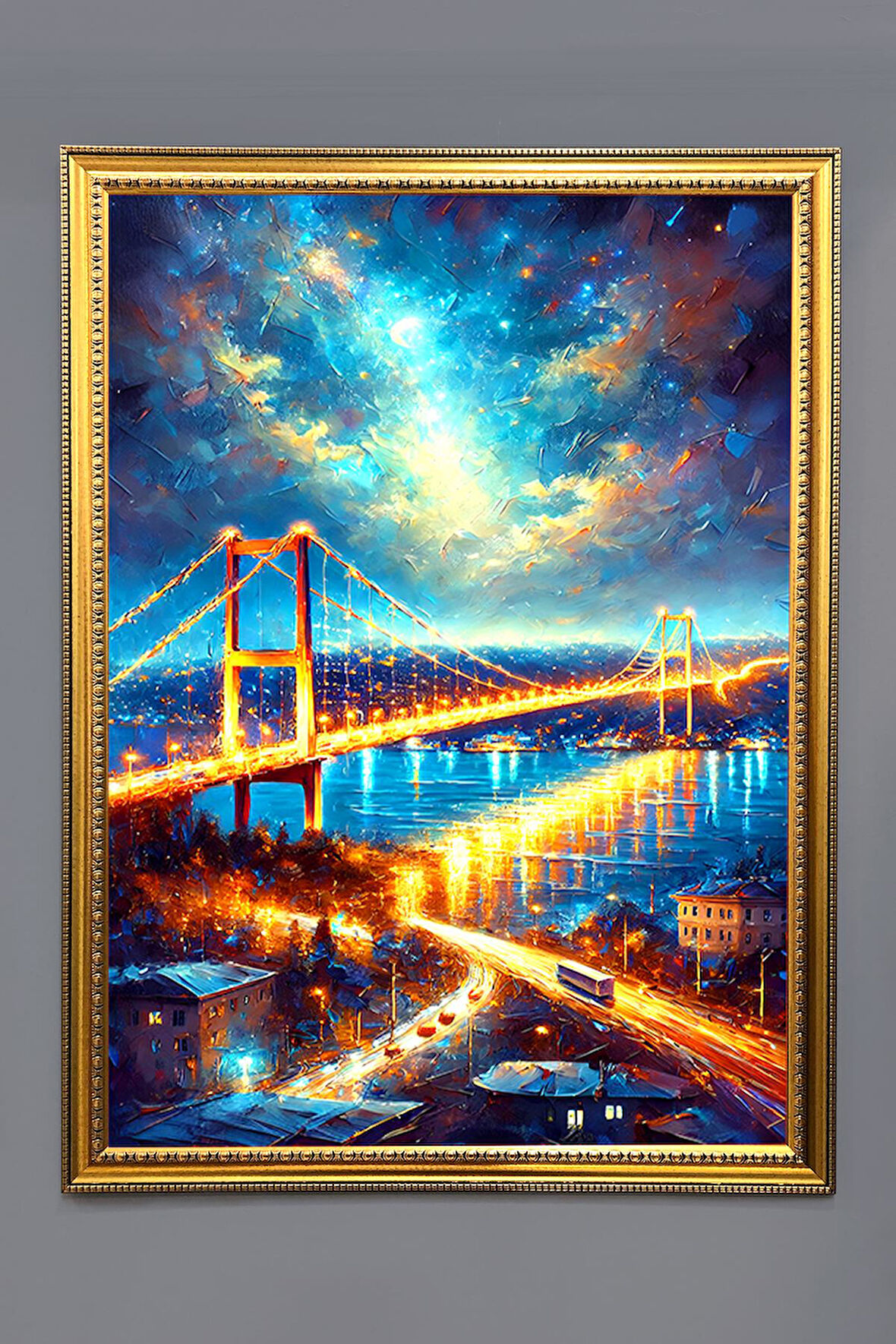 Boğaz Köprüsü Manzara Desenli Çerçeveli Duvar Tablosu 50x70cm İstanbul03