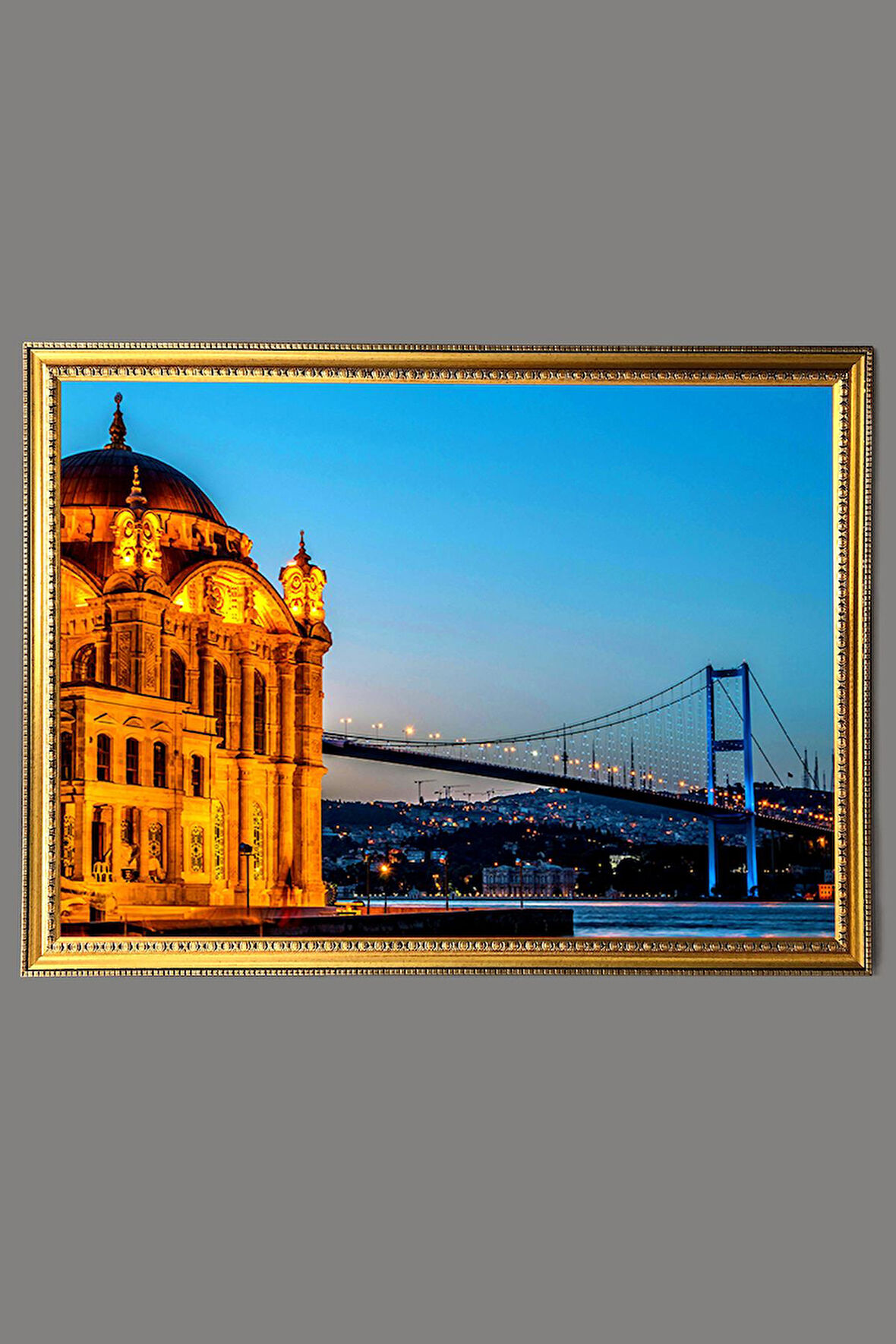 Ortaköy Camii ve Boğaz Manzara Desenli Çerçeveli Duvar Tablosu 50x70cm İstanbul10