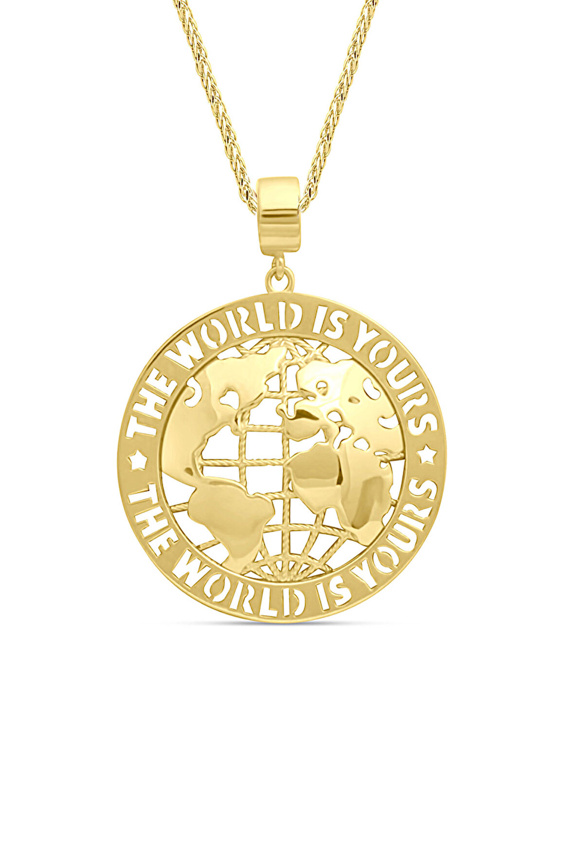 Altın Yazılı Dünya Kolye (Büyük Boy)