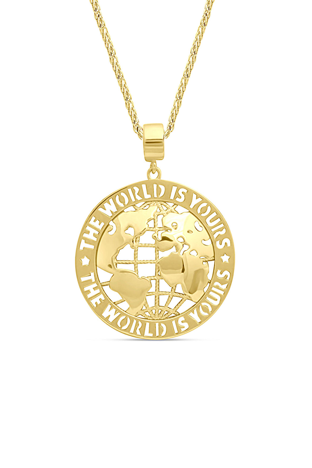 Altın Yazılı Dünya Kolye (Küçük Boy)