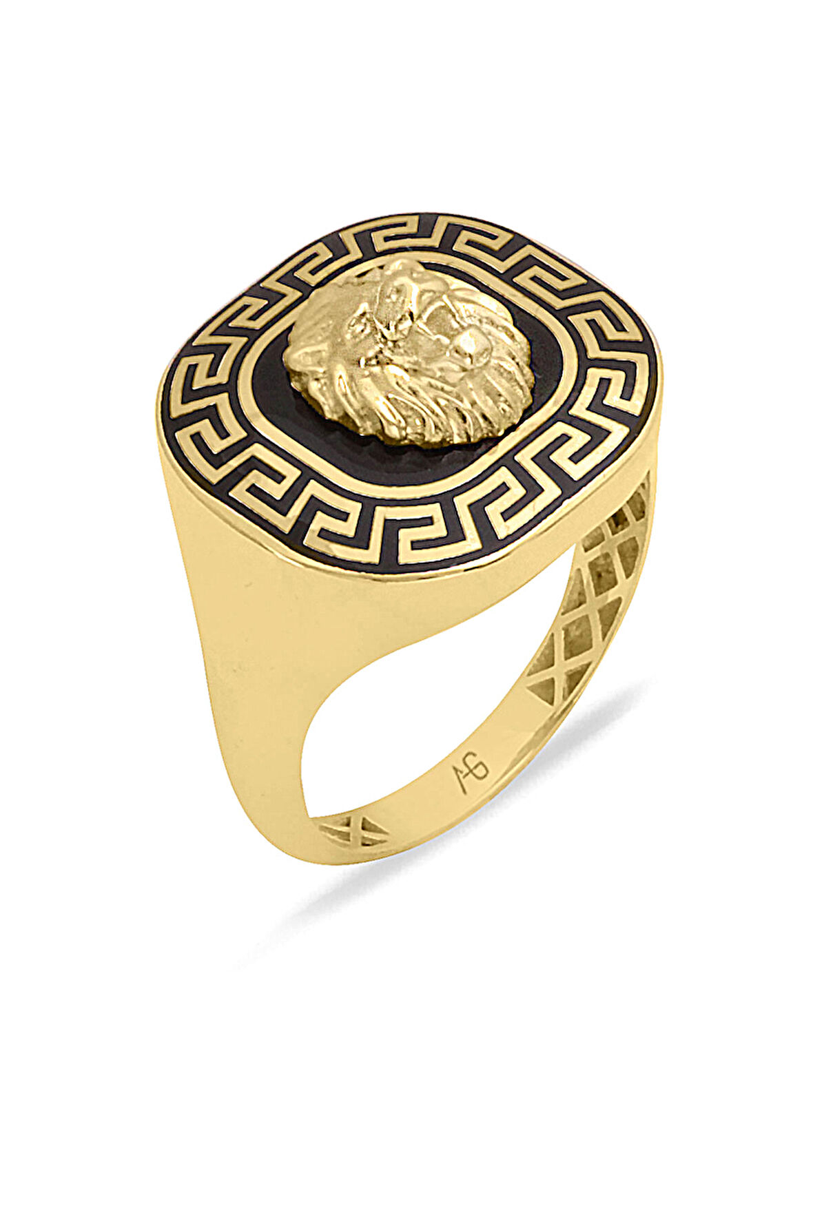 Dolgun Kare Altın Aslan Yüzük